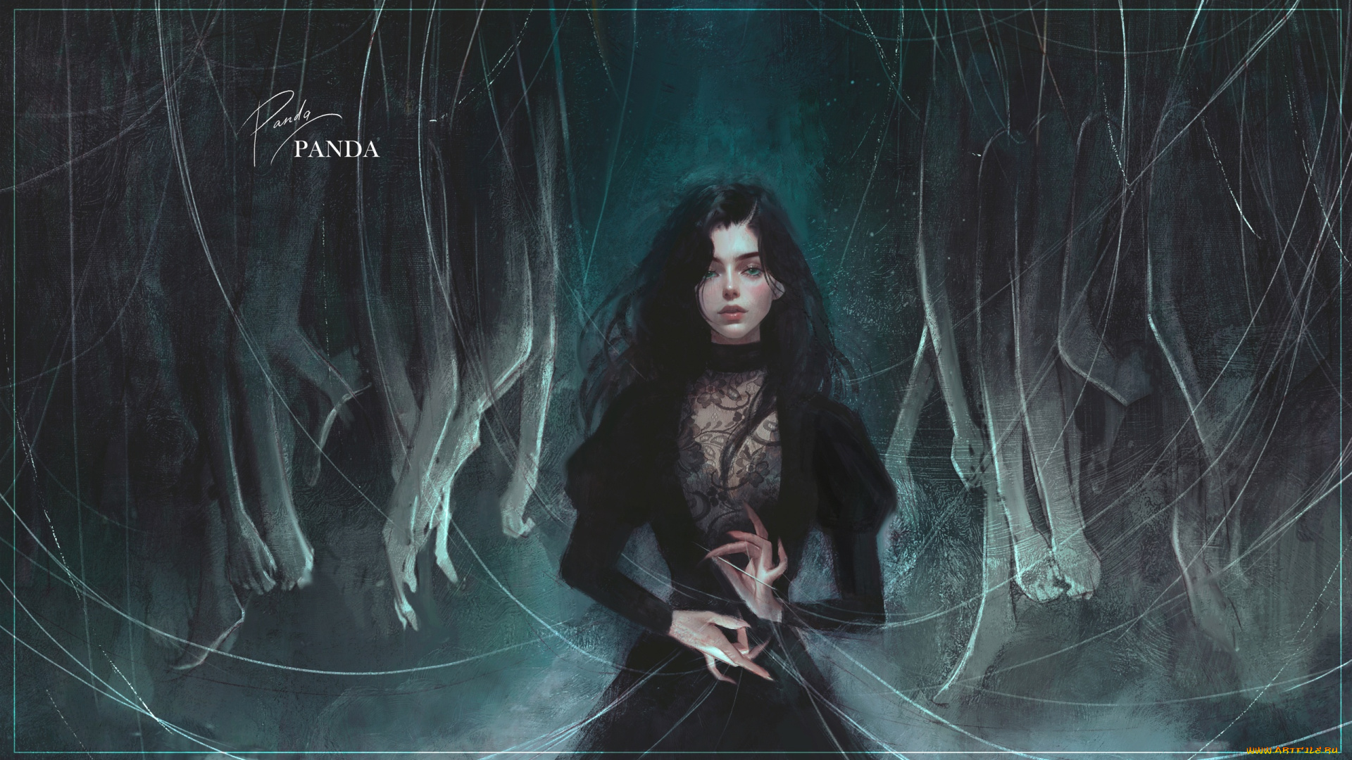 фэнтези, девушки, девушка, панда