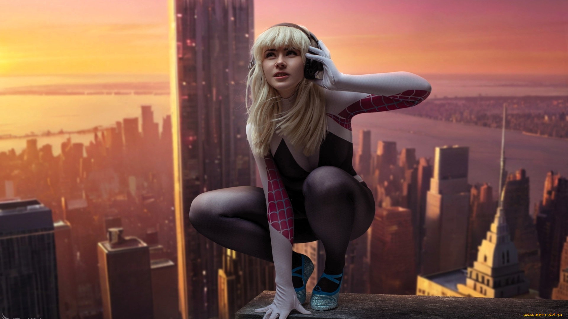 девушки, ира, сокол, образ, косплей, наряд, костюм, наушники, город, дома