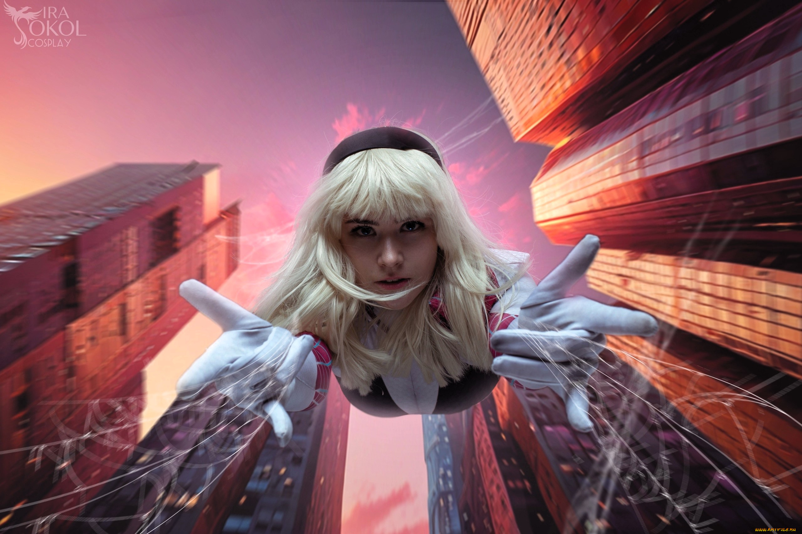 девушки, ира, сокол, образ, косплей, наряд, костюм, паутина, город, дома