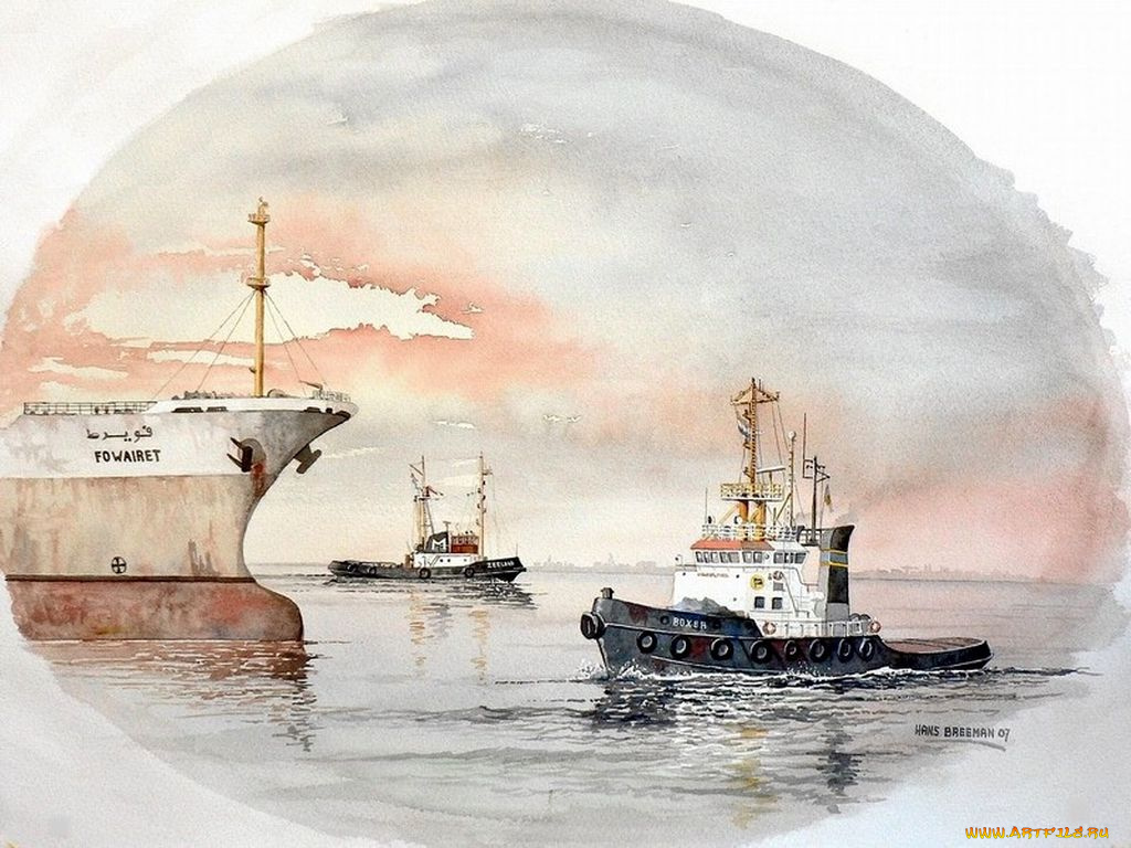 корабли, рисованные