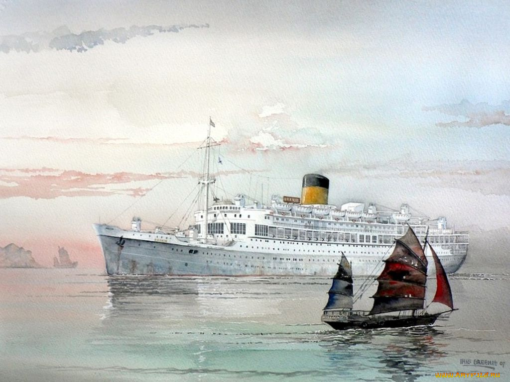 корабли, рисованные