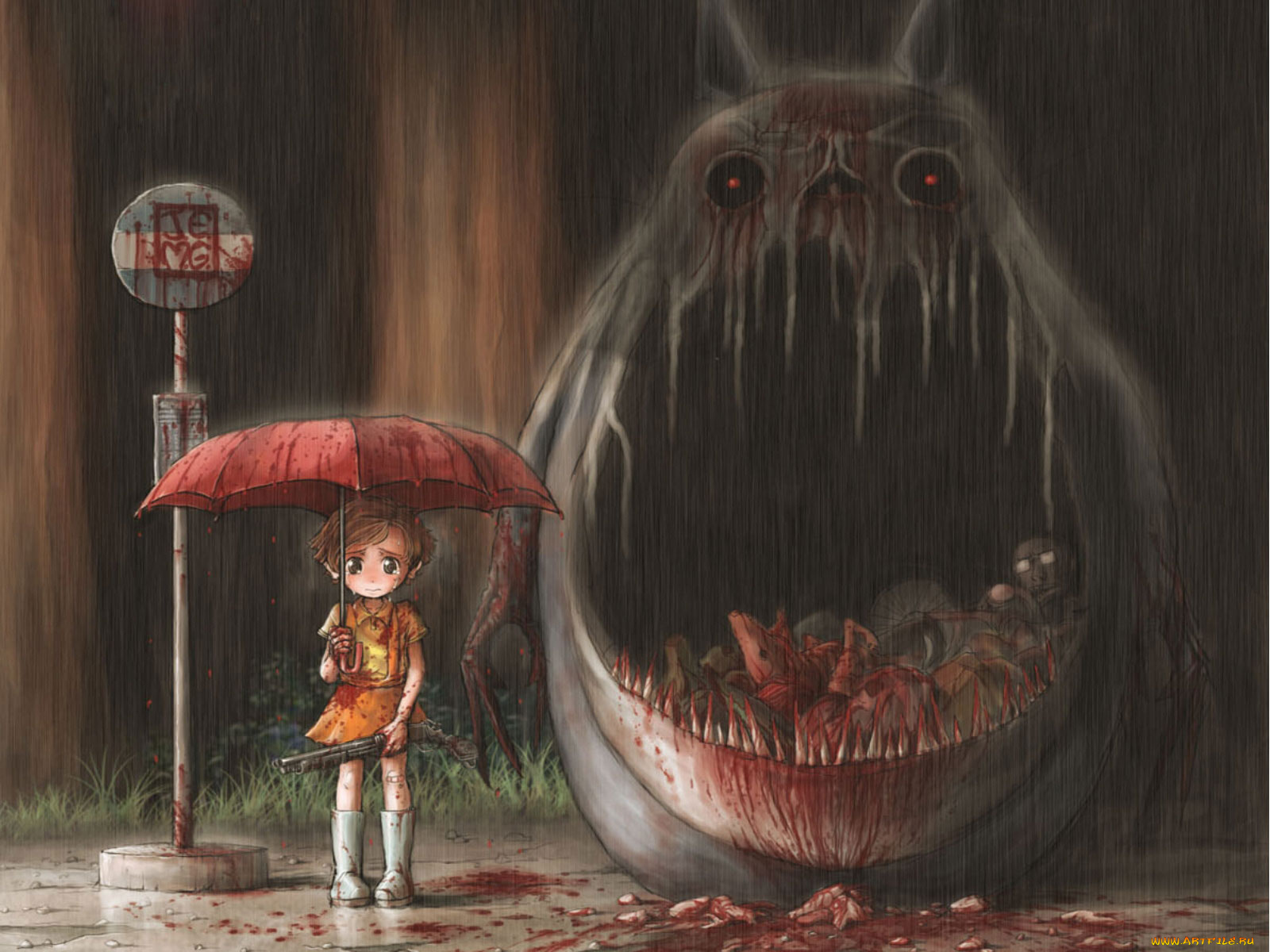 horror, аниме, my, neighbor, totoro