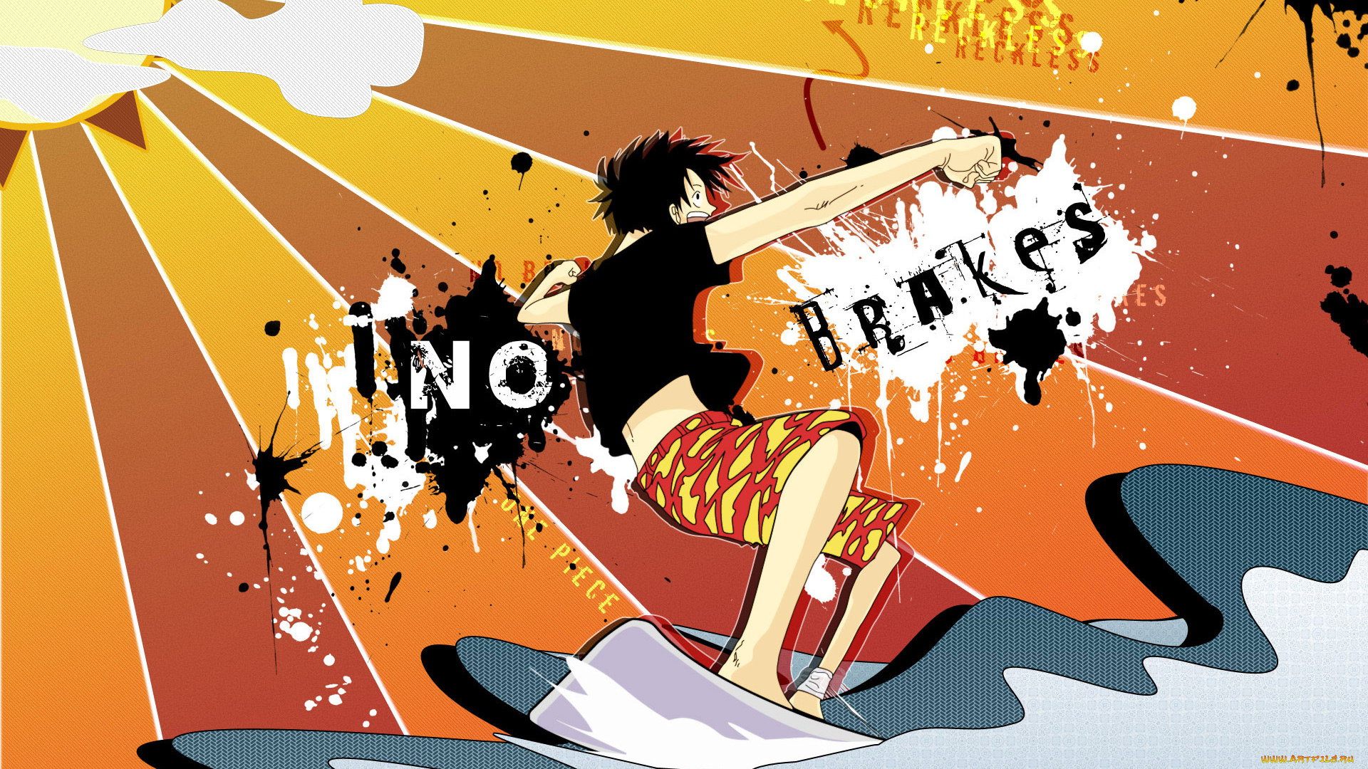 аниме, one, piece, monkey, d, luffy