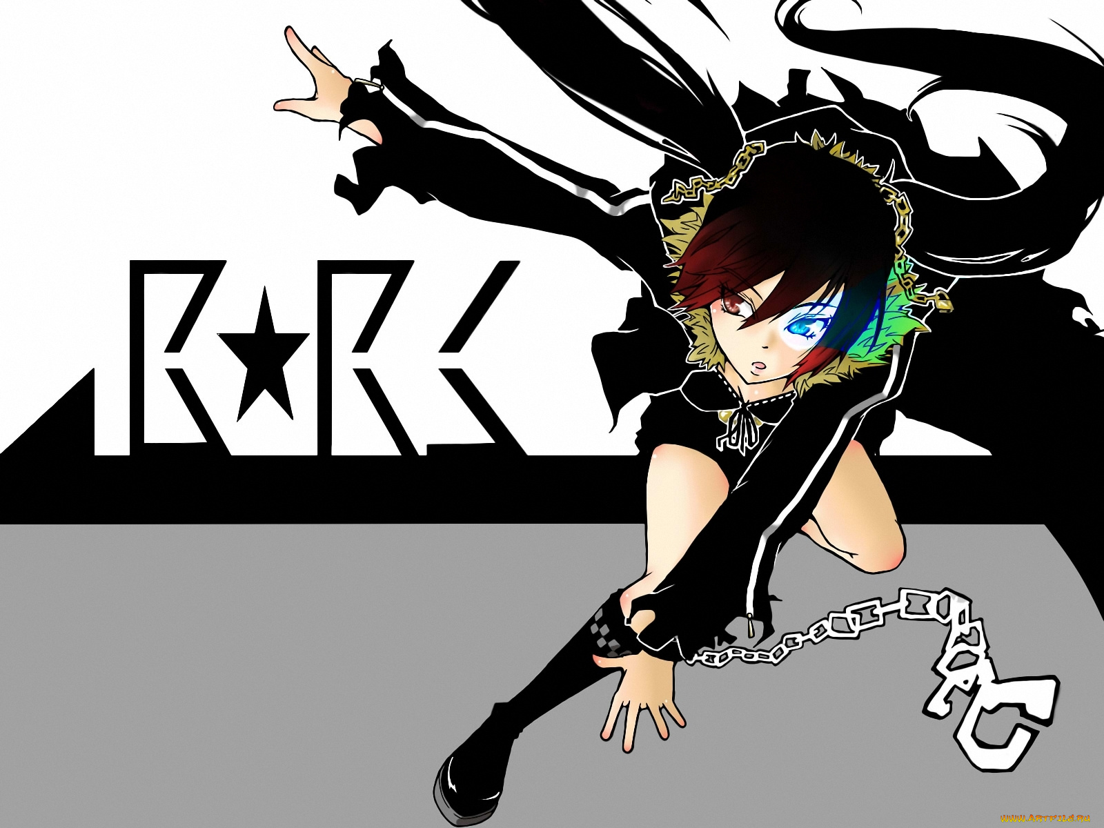аниме, black, rock, shooter