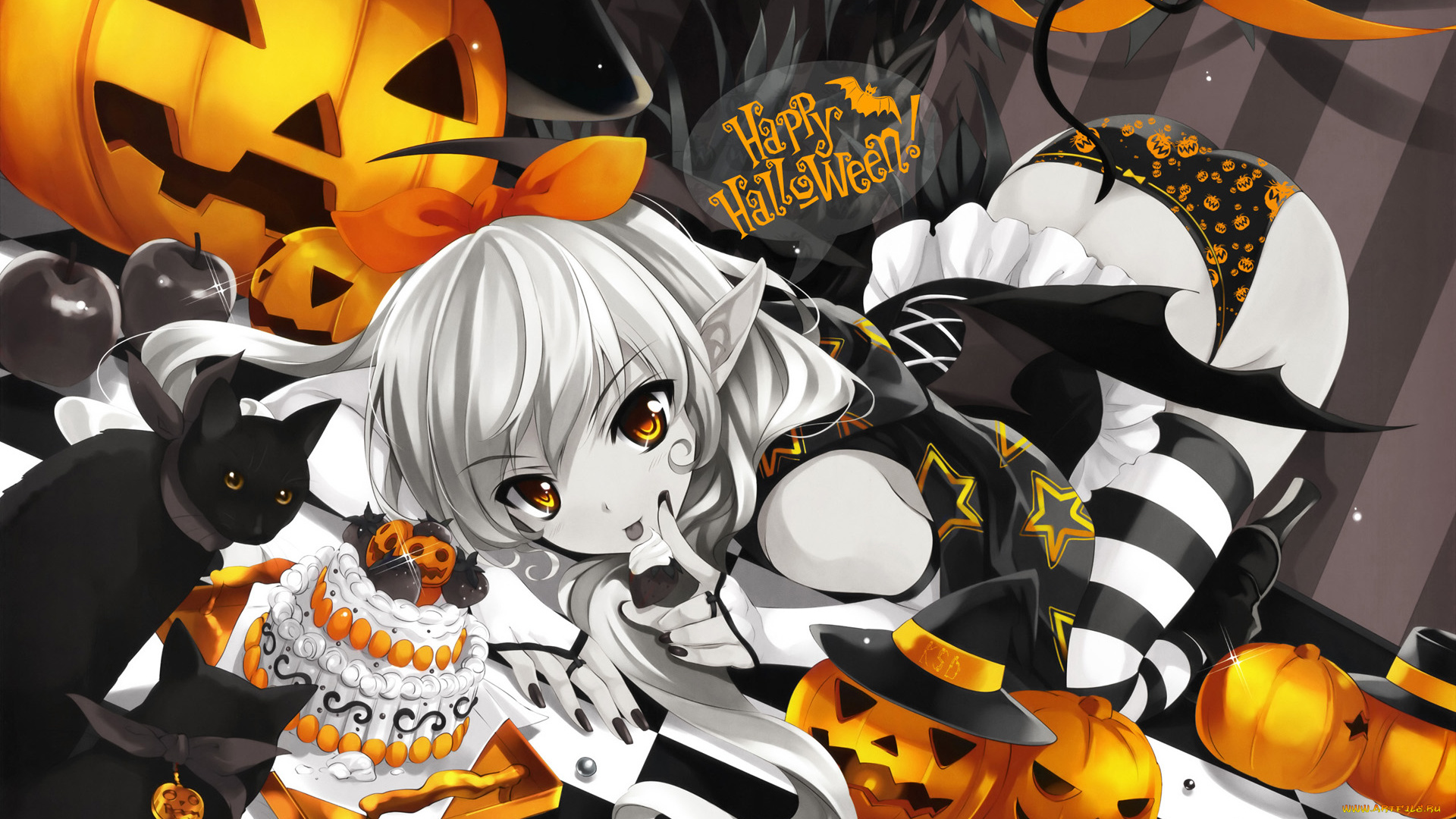 by, yamaro, аниме, halloween, magic