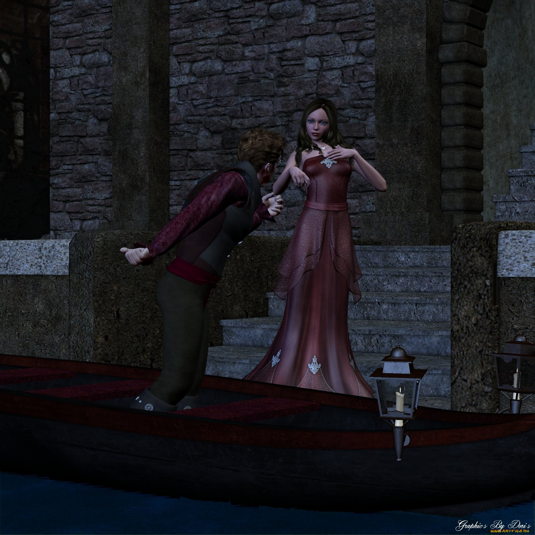 3д, графика, people, люди, свеча, девушка