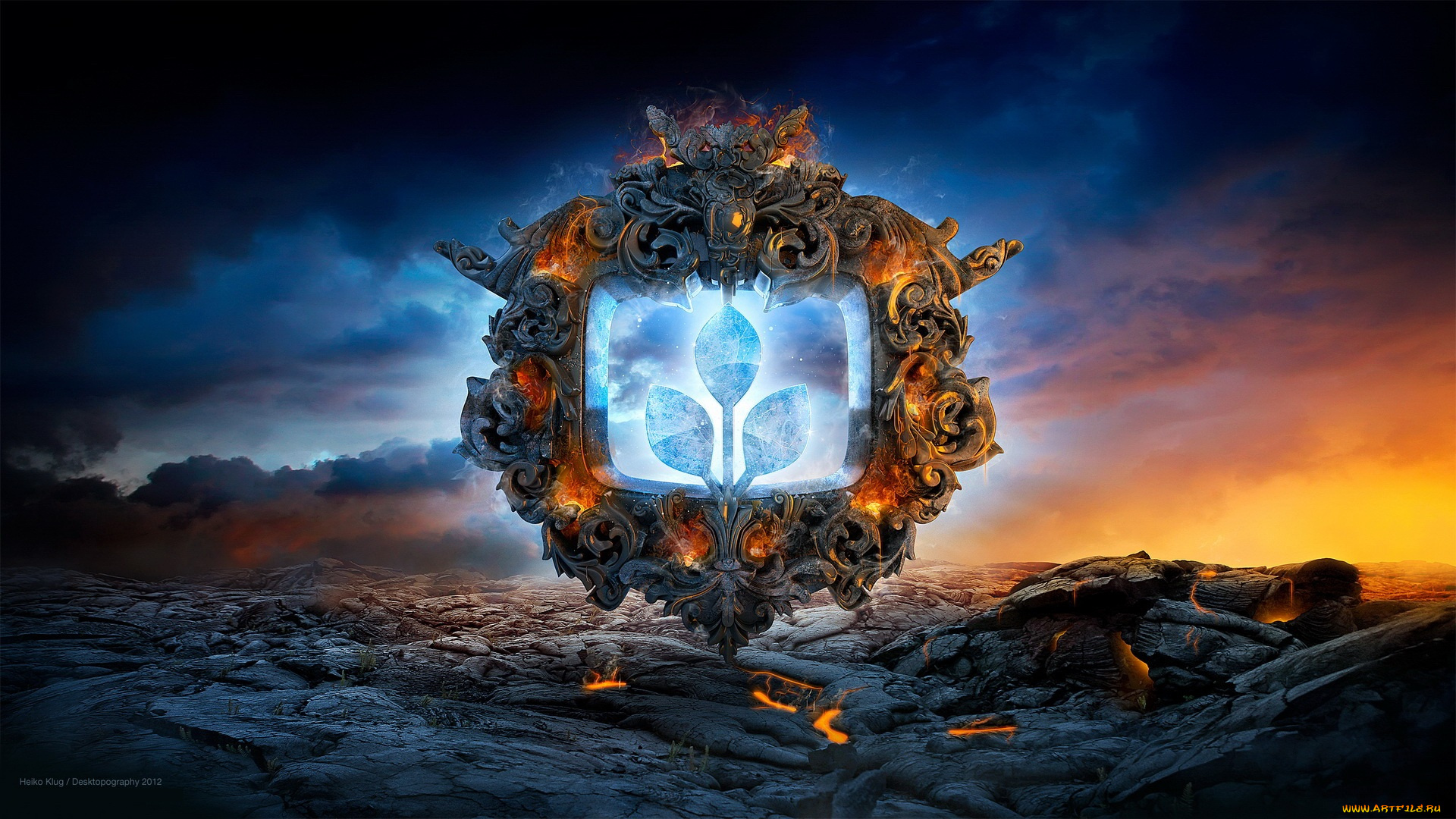 3д, графика, nature, landscape, природа, рамка, лава