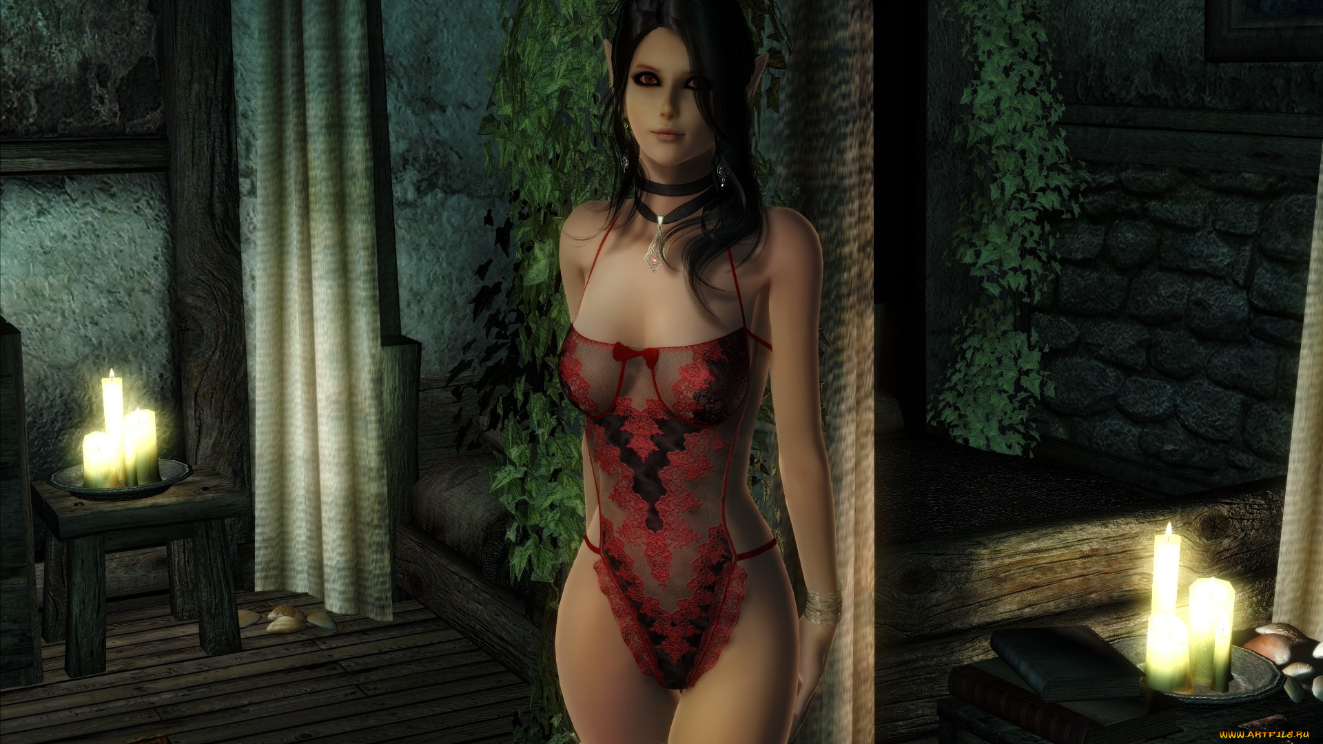 3д, графика, elves, эльфы, эльфийка, свечи