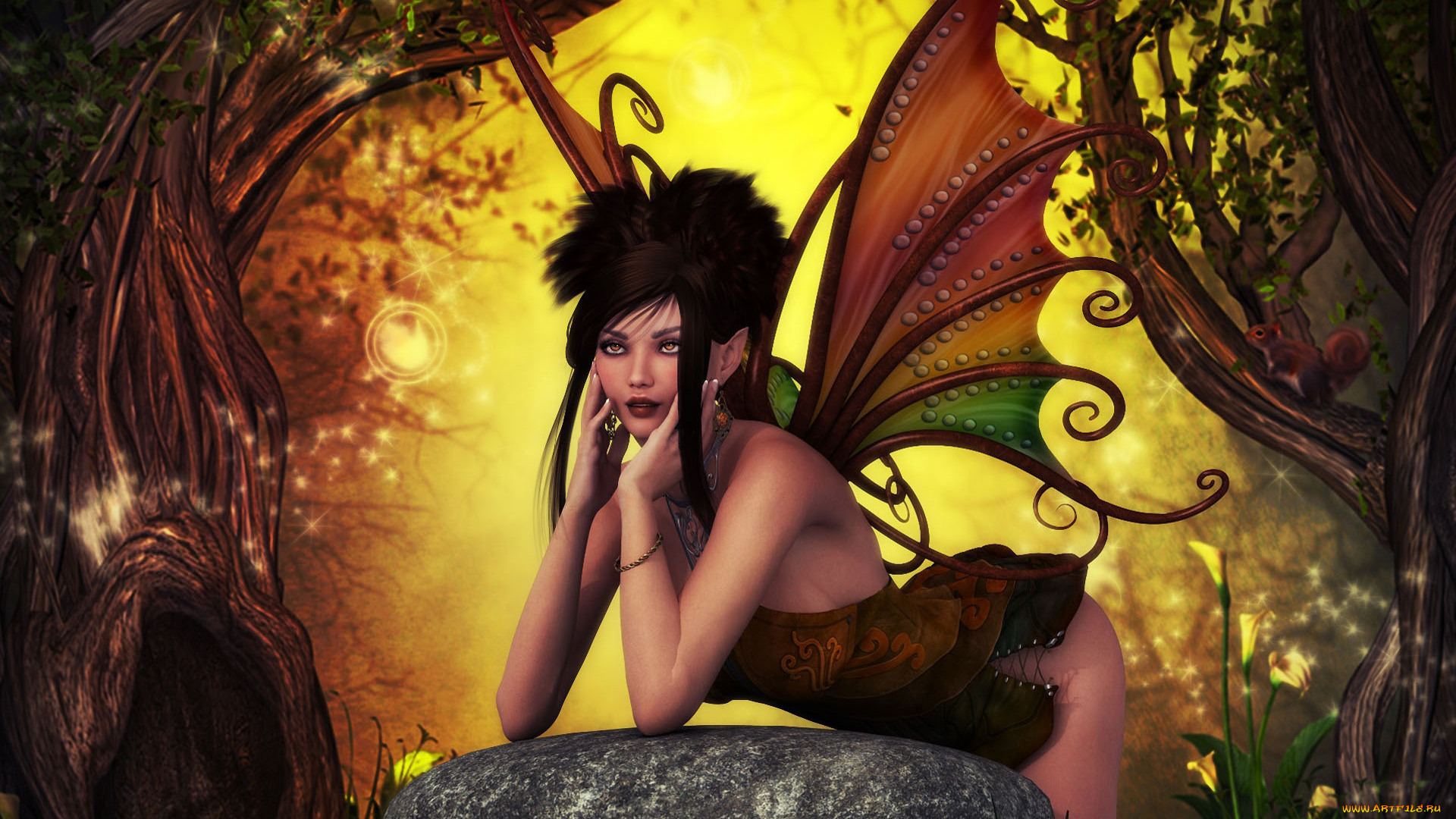 3д, графика, elves, эльфы, криля, камень, фея