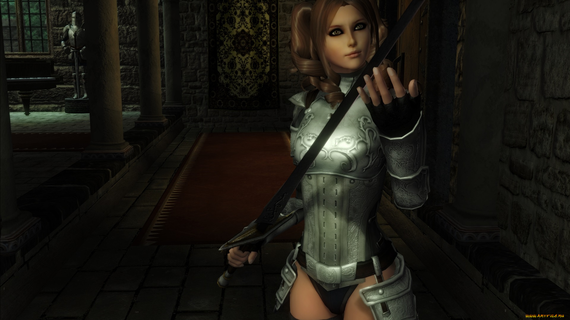 3д, графика, fantasy, фантазия, доспехи, меч, девушка