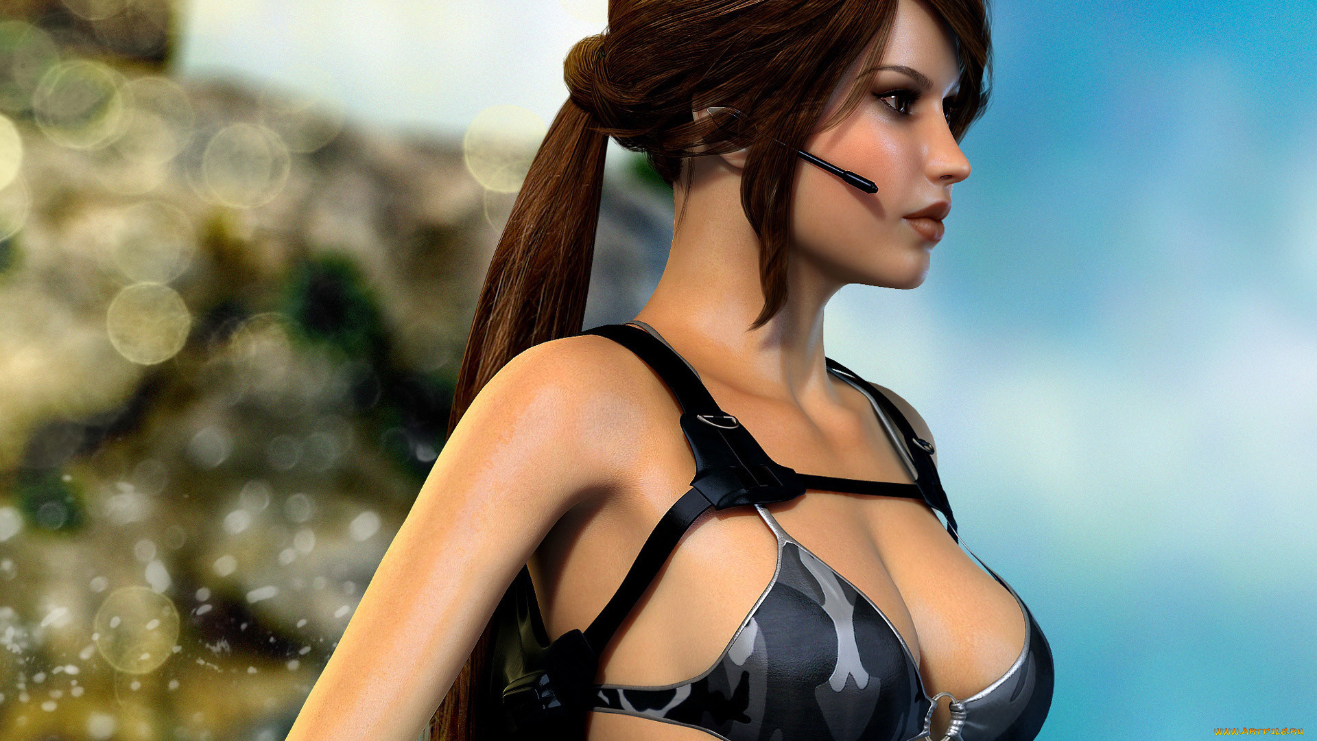 3д, графика, people, люди, лифчик, наушники, девушка