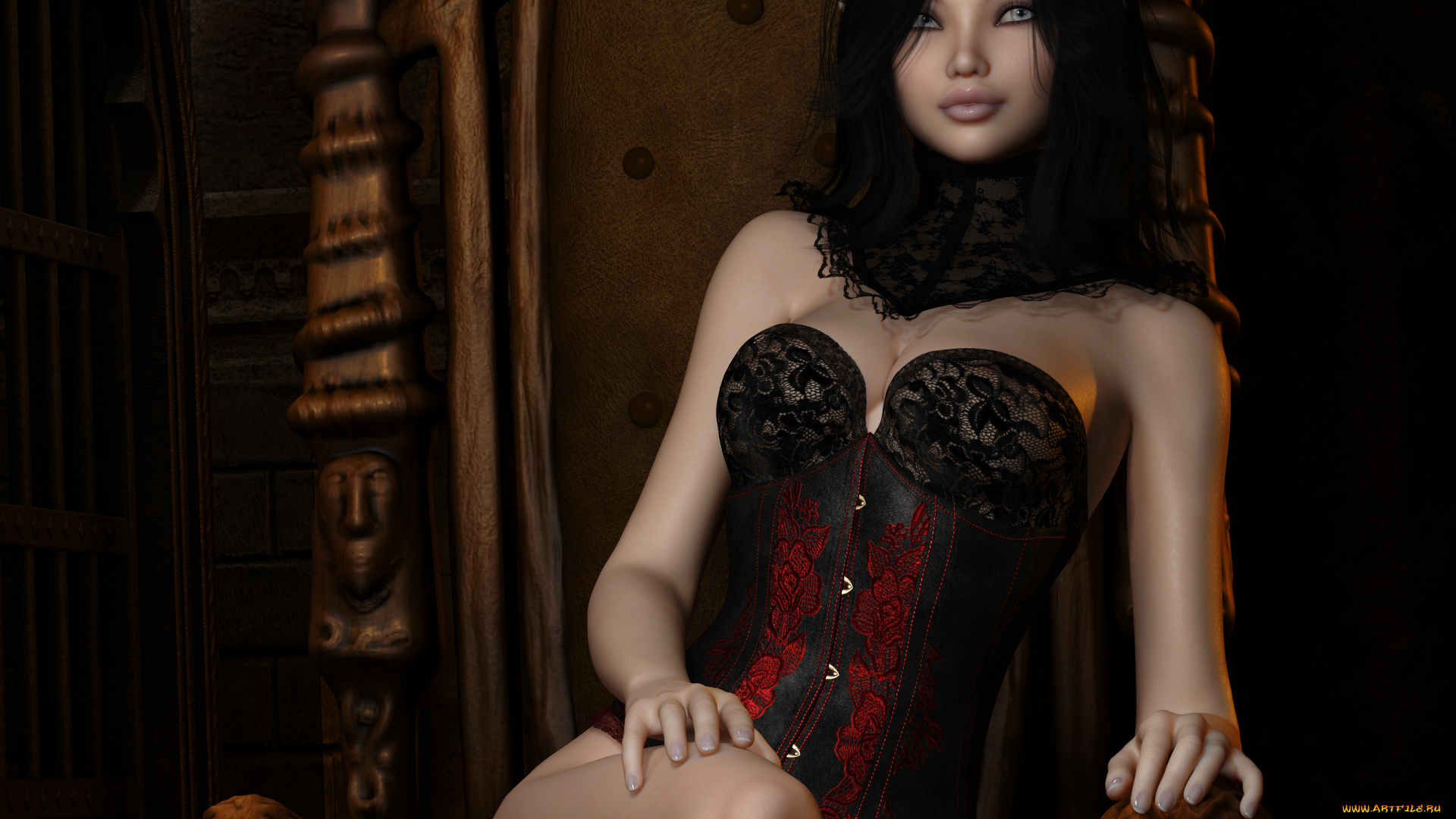 felicia, by, metalhed13, 3д, графика, elves, эльфы, взгляд, поза, корсет, девушки, рендер