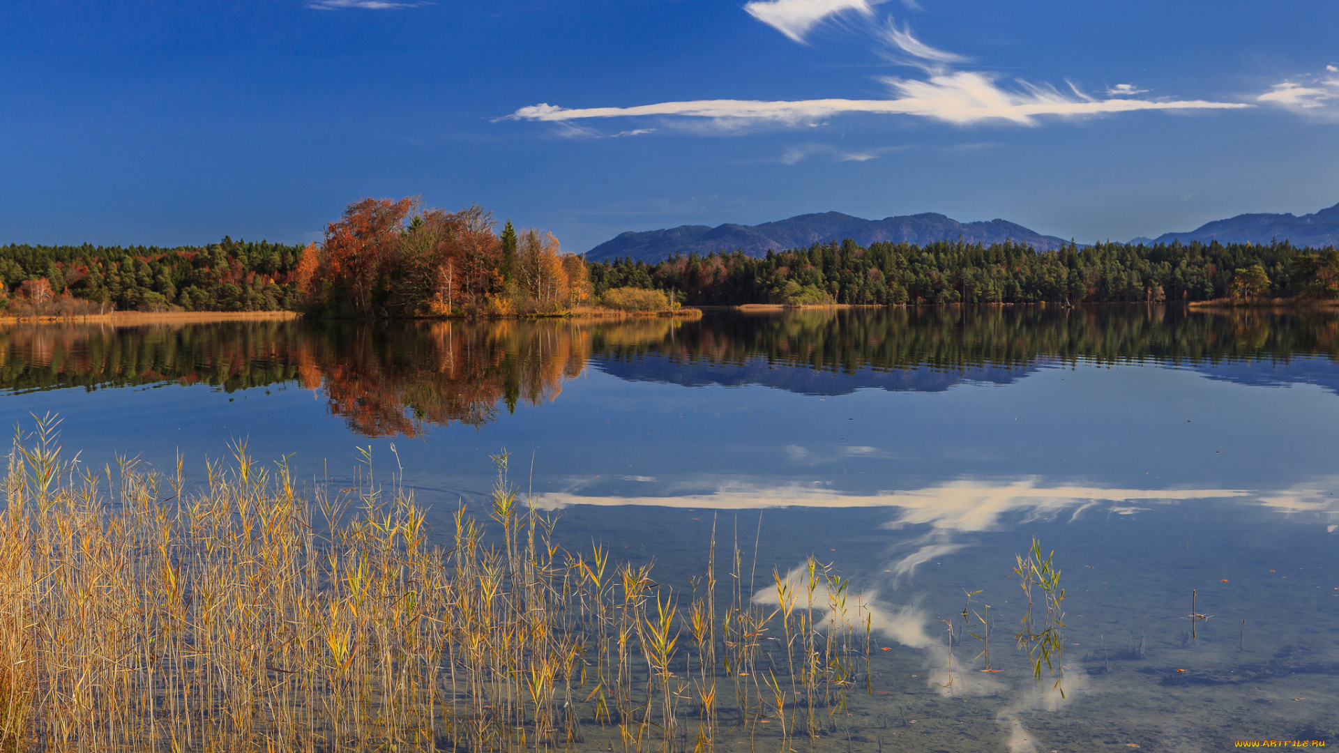 oster, lakes, bavaria, germany, природа, реки, озера, отражение, горы, германия, озеро, осень, лес, бавария