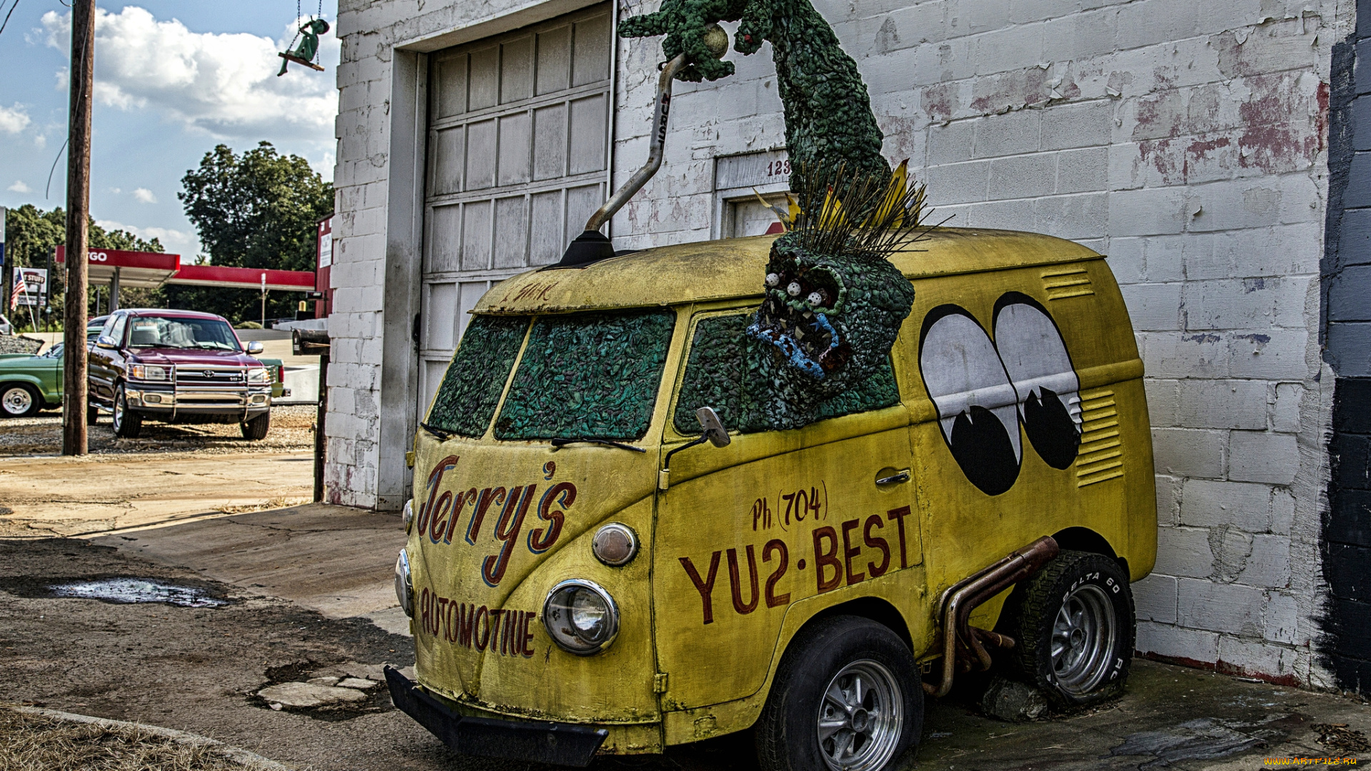 разное, рельефы, статуи, музейные, экспонаты, монстр, авто, фургончик