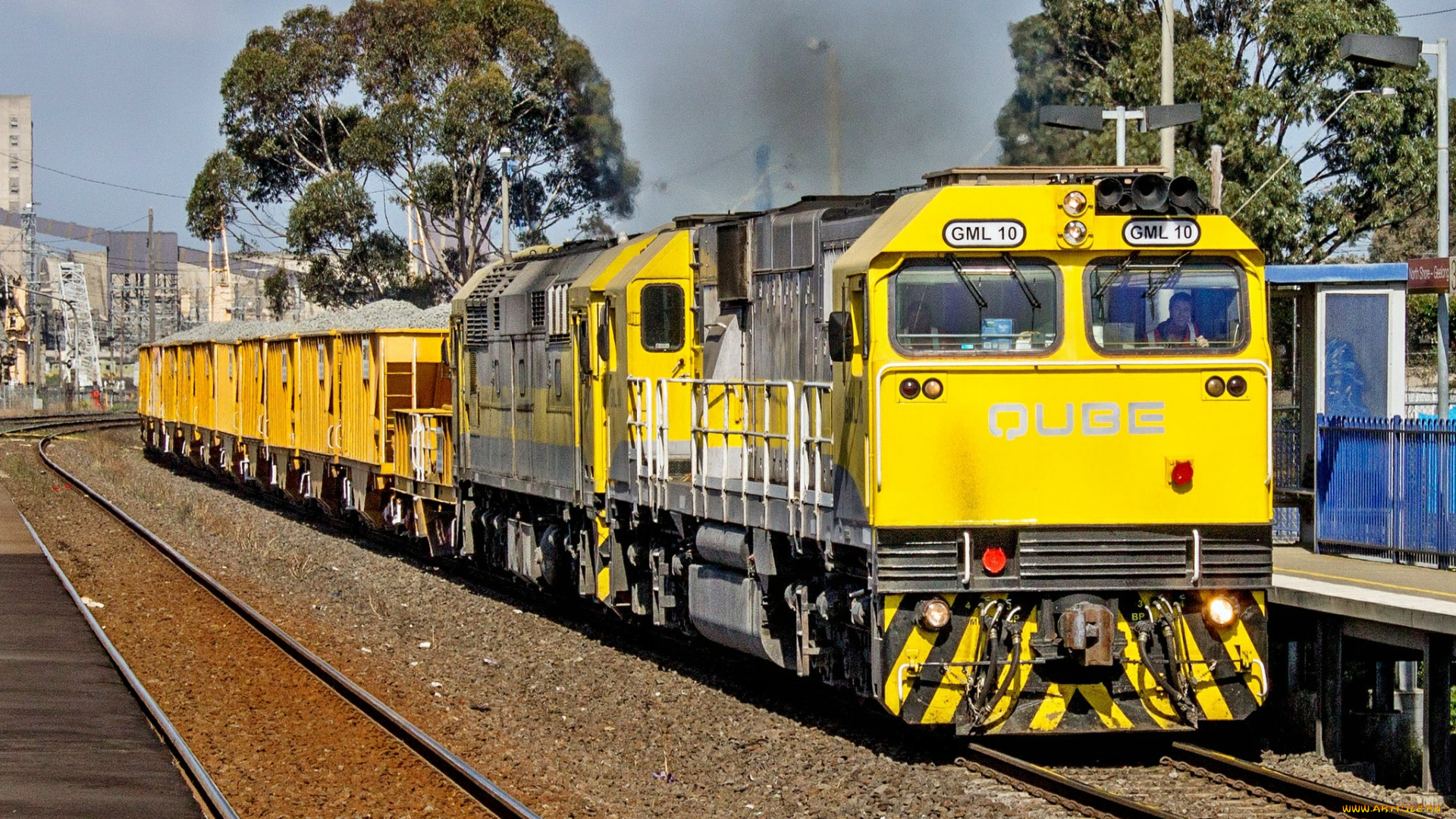 техника, поезда, железная, дорога, рельсы, грузовой, состав, вагоны, локомотив