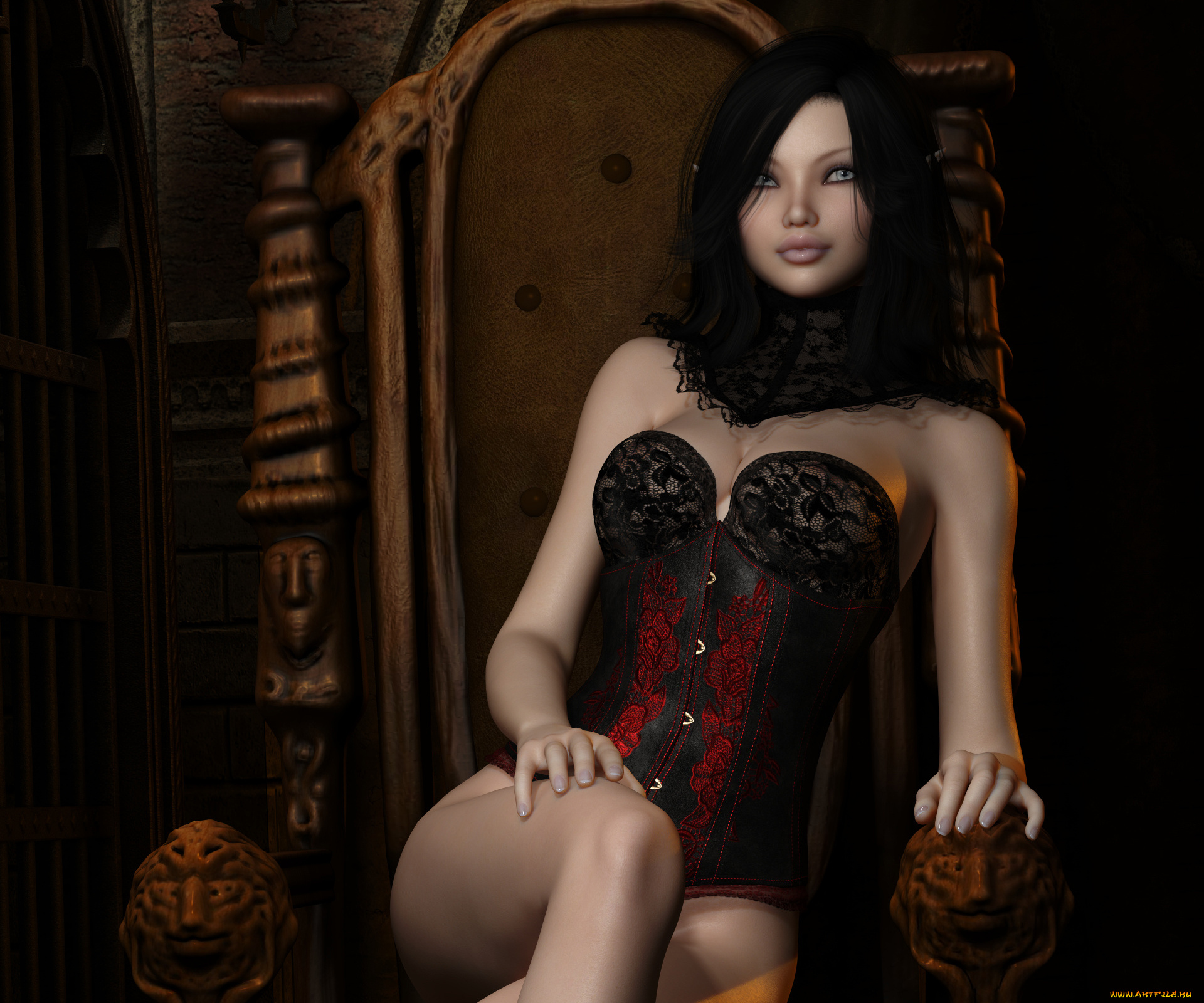 felicia, by, metalhed13, 3д, графика, elves, эльфы, взгляд, поза, корсет, девушки, рендер