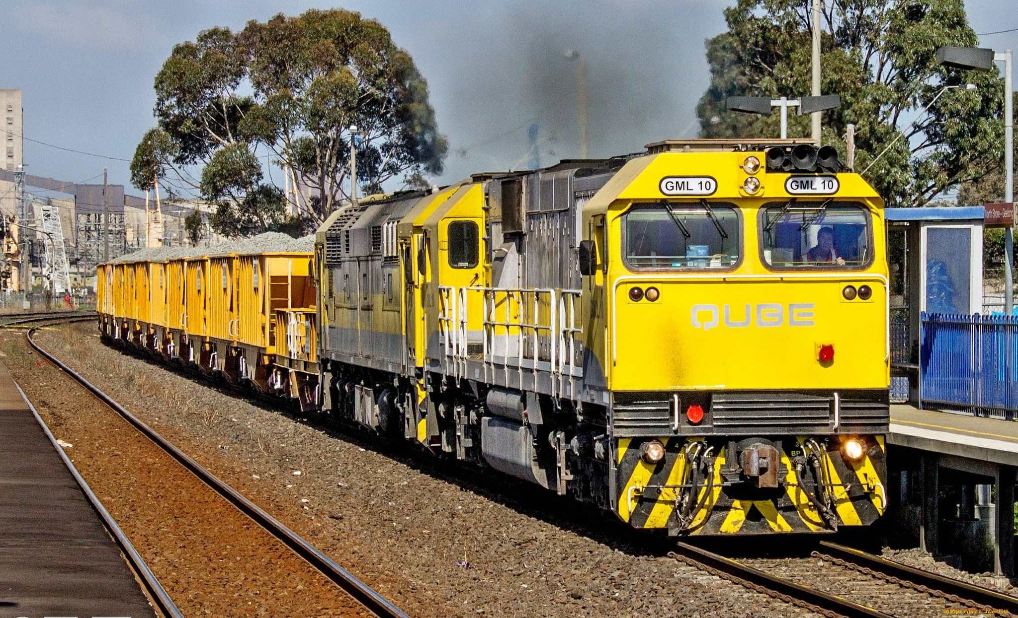 техника, поезда, железная, дорога, рельсы, грузовой, состав, вагоны, локомотив