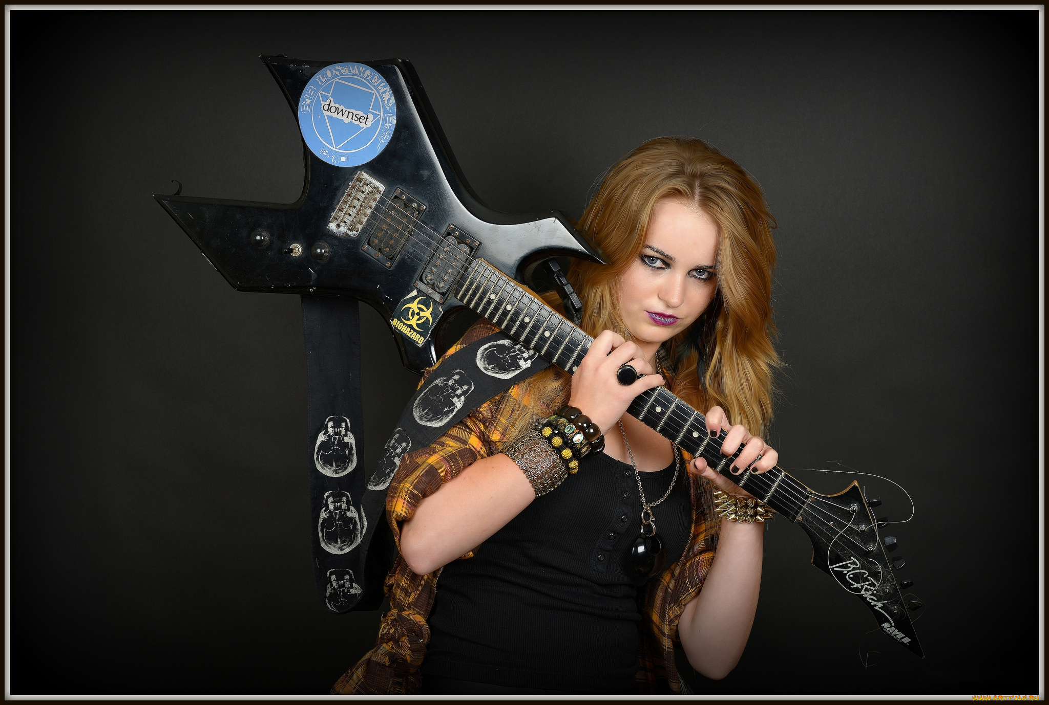 музыка, другое, девушка, электрогитара, цепочка, браслеты