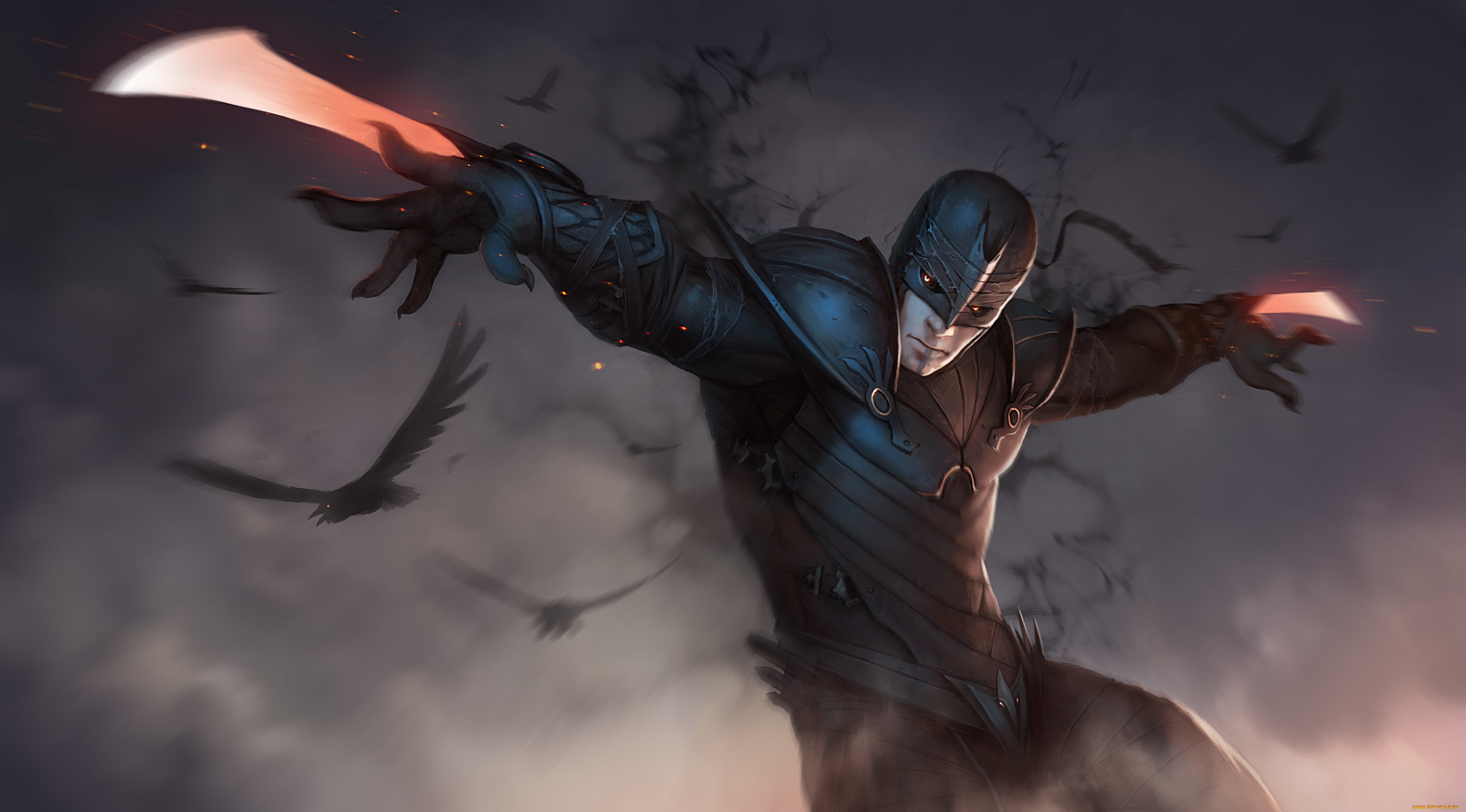 фэнтези, люди, броня, арт, фантастика, voron, когти, взгляд