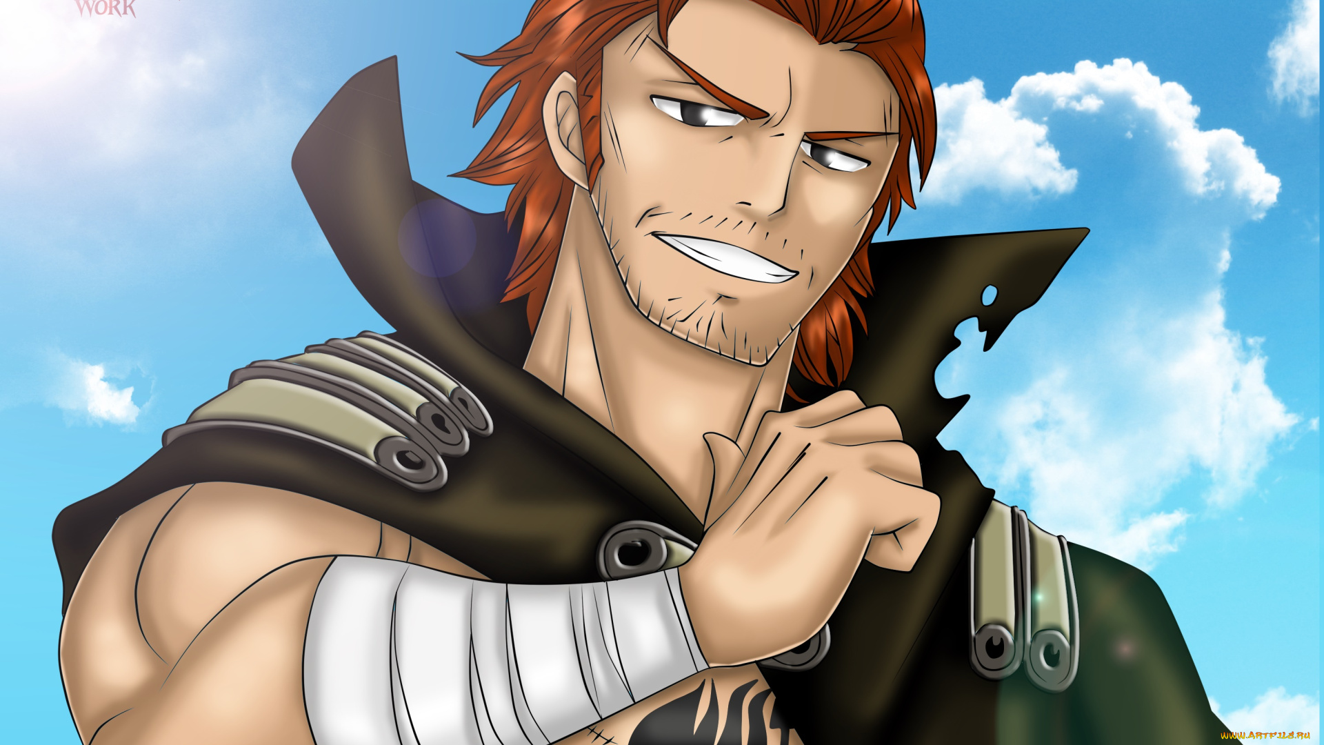 аниме, fairy, tail, фон, взгляд, мужчина, бинт, плащ