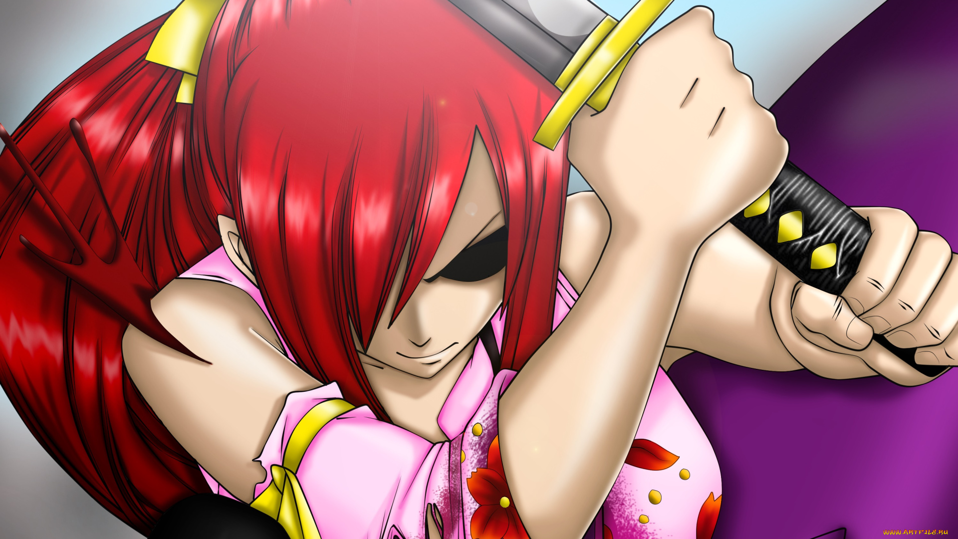 аниме, fairy, tail, меч, erza, scarlet, фон, взгляд, девушка