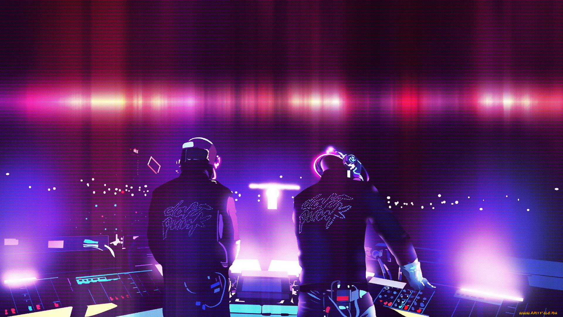 музыка, daft, punk, шлемы, концерт, свет, пульт, дафт, панк