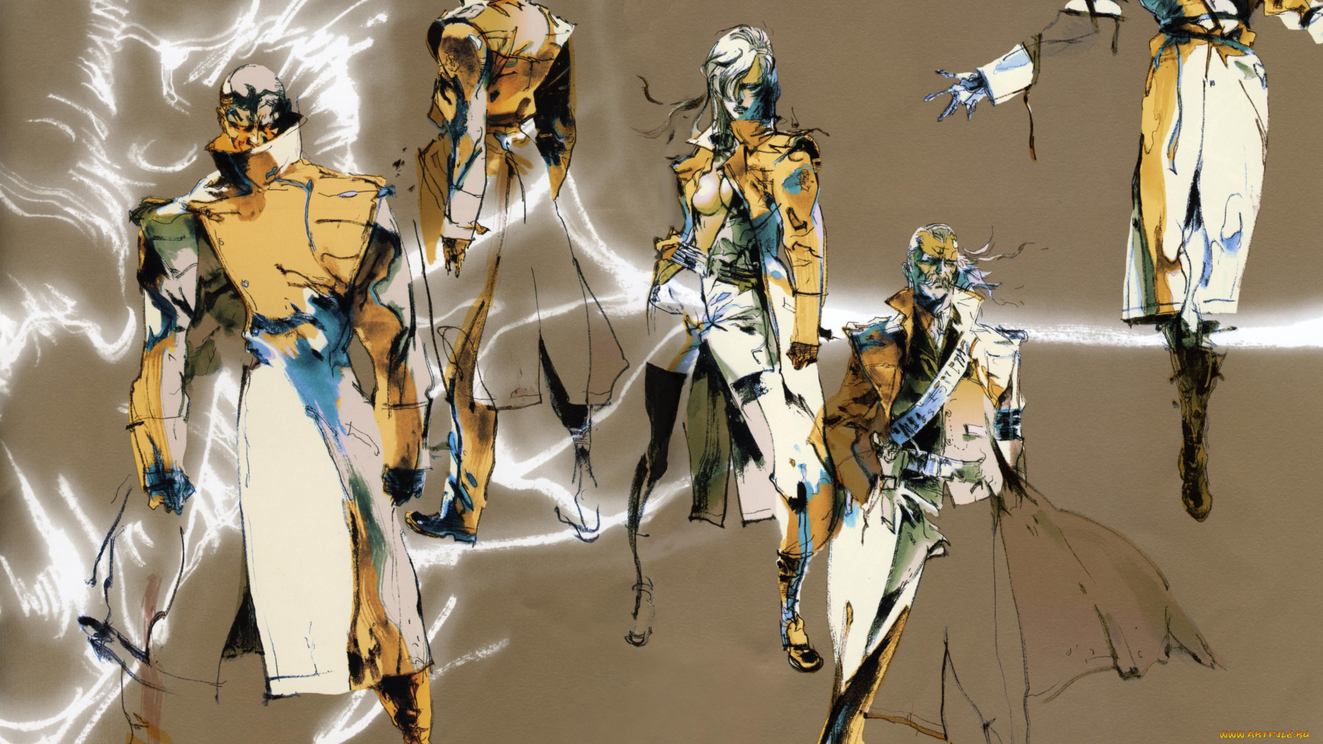 разное, арты, ветер, плащи, люди