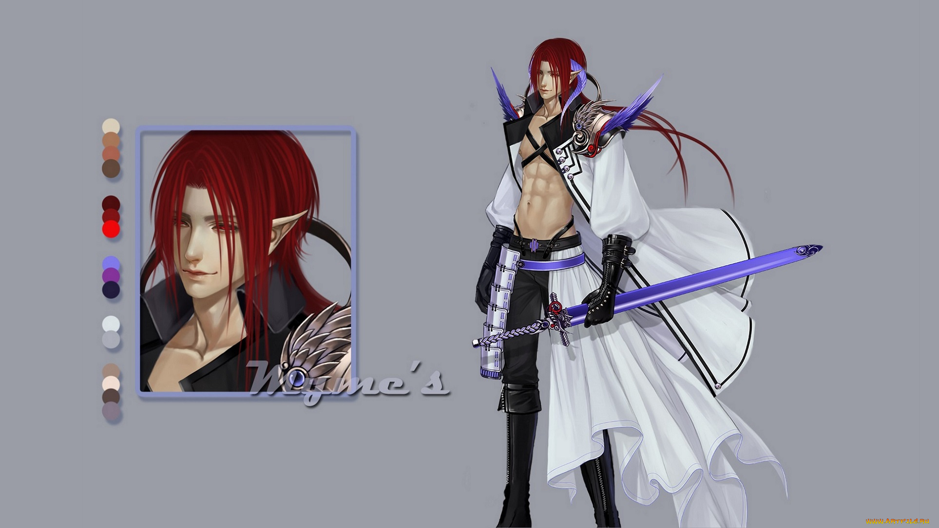 разное, арты, портрет, фон, парень, эльф, арт