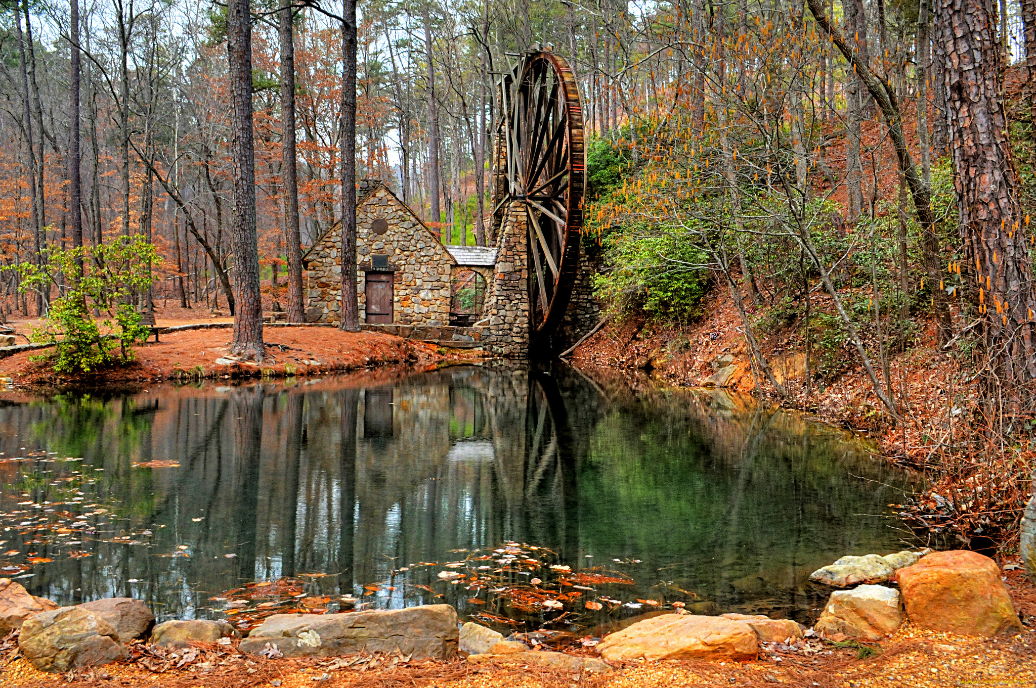 разное, мельницы, лес, река