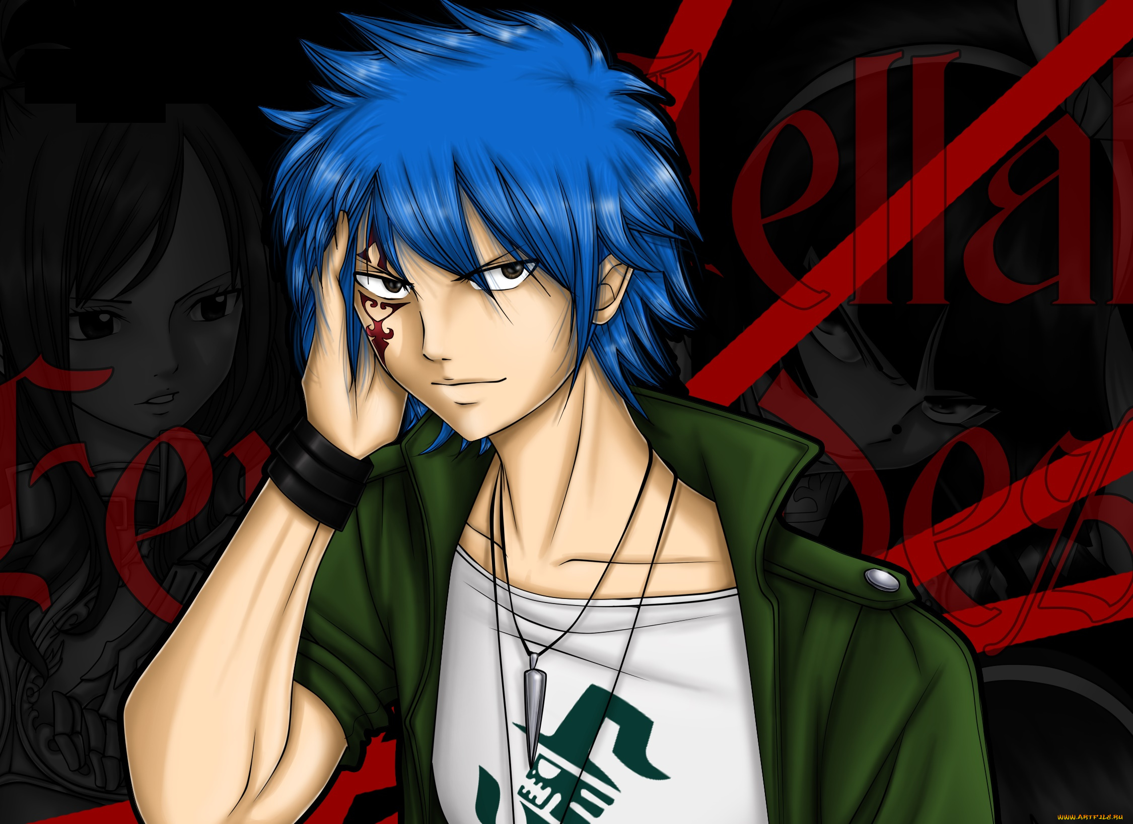 аниме, fairy, tail, фон, взгляд, парень