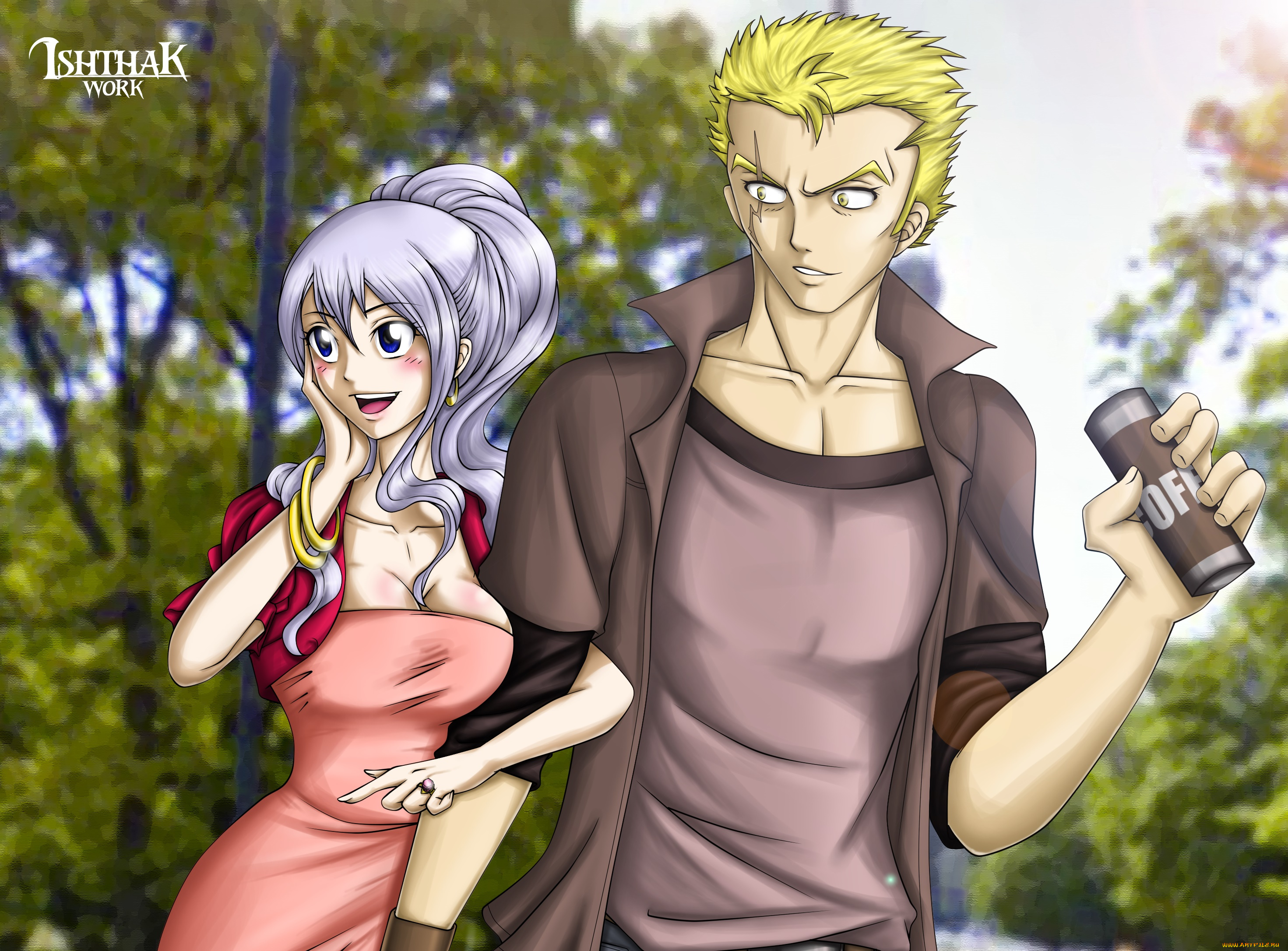 разное, арты, фон, девушка, улыбка, взгляд, парень, mirajane, strauss