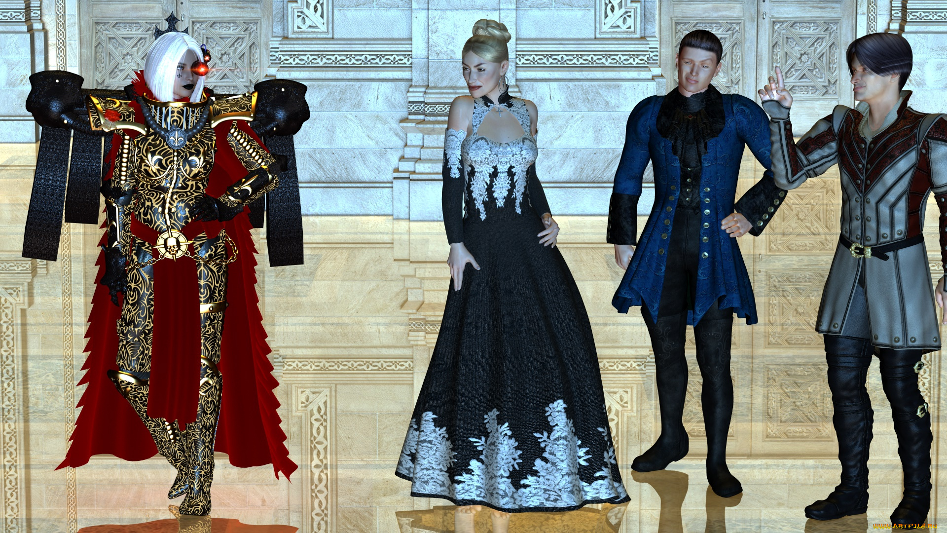 3д, графика, фантазия, , fantasy, девушки, взгляд, фон