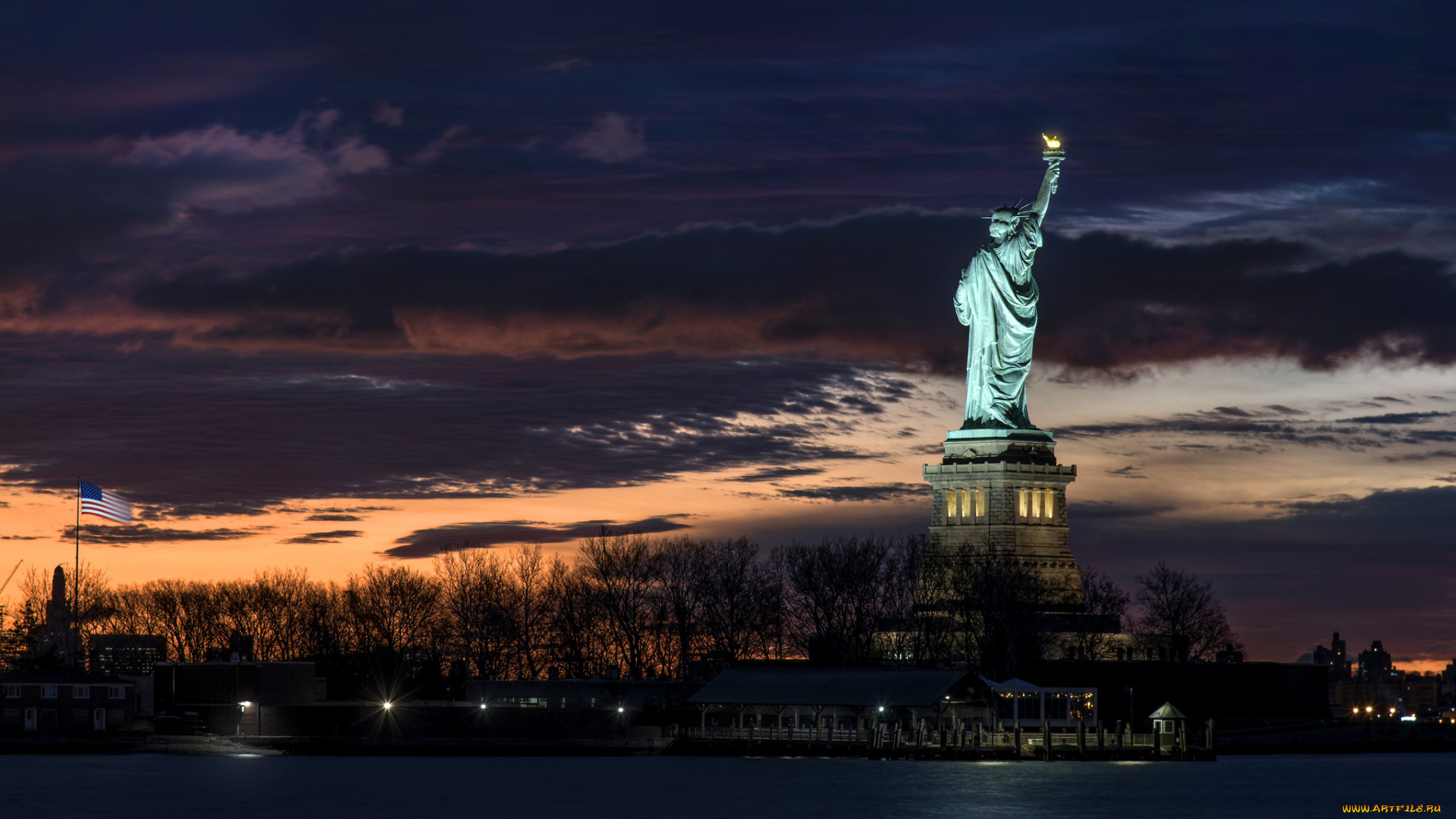 города, нью-йорк, , сша, огни, ночь