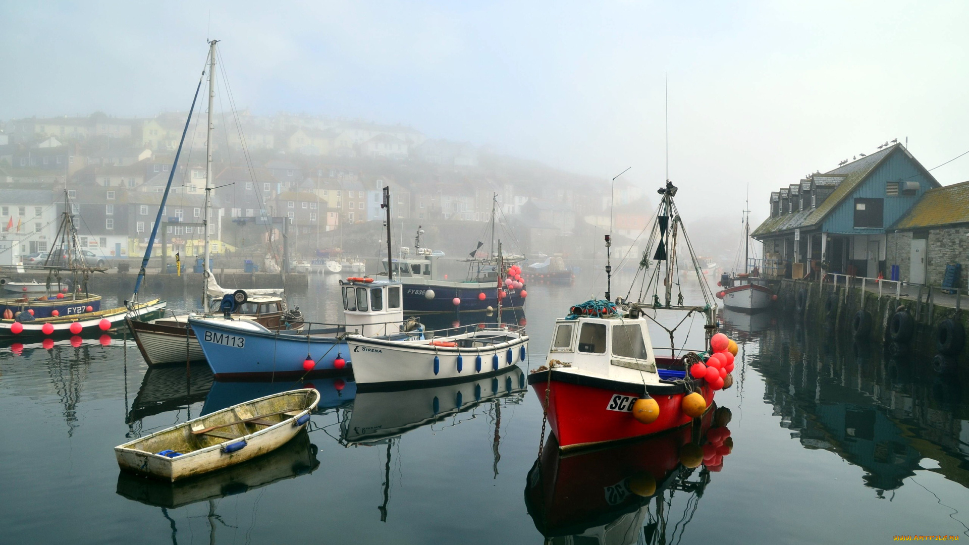 корабли, разные, вместе, катера, лодки, пристань