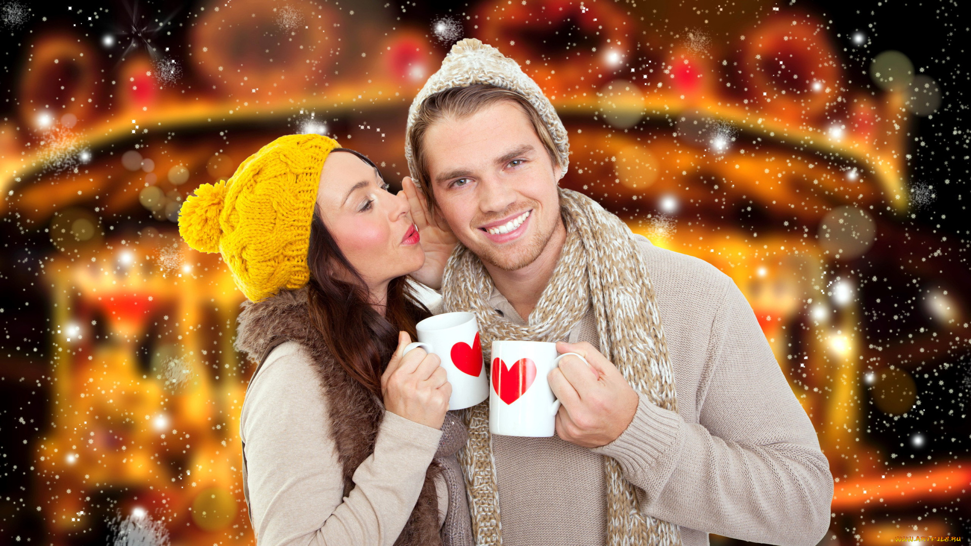 разное, мужчина, женщина, чашки, сердечки