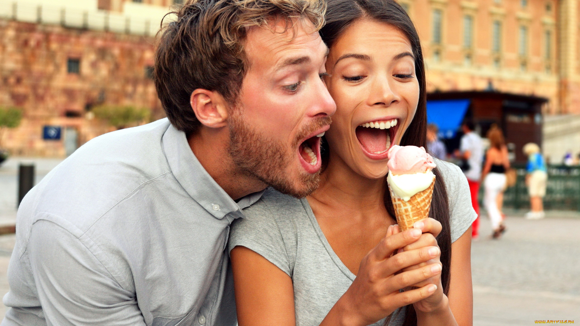 разное, мужчина, женщина, мороженое