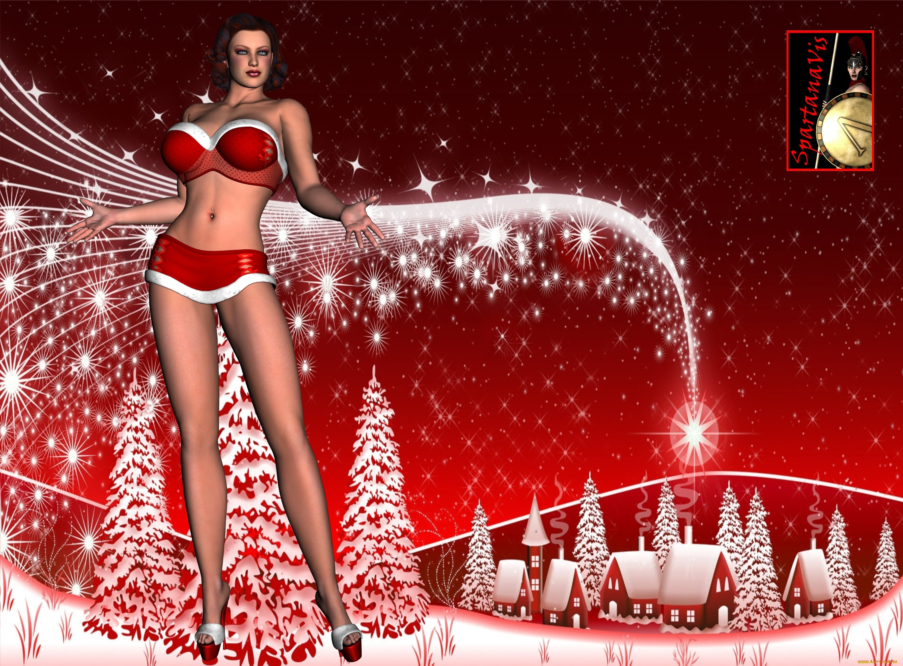 3д, графика, праздники, , holidays, фон, взгляд, девушка