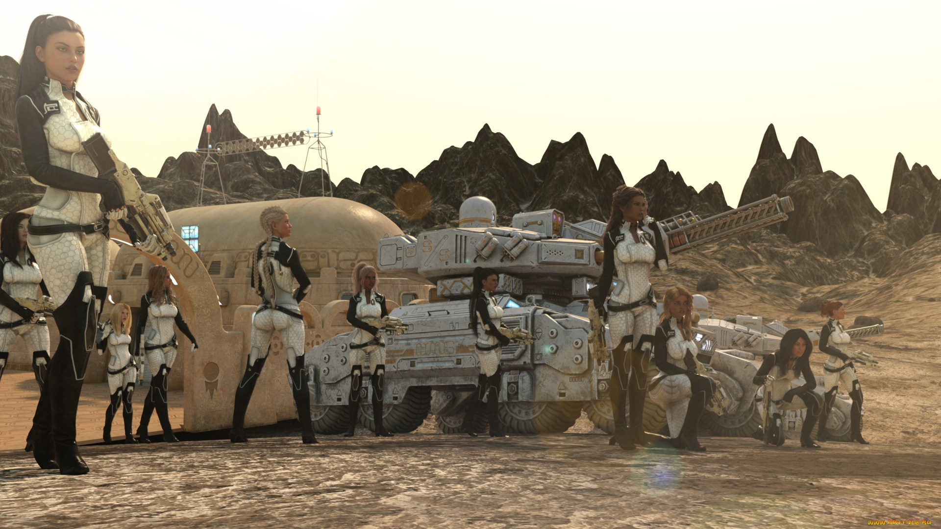 3д, графика, фантазия, , fantasy, девушки, фон, взгляд