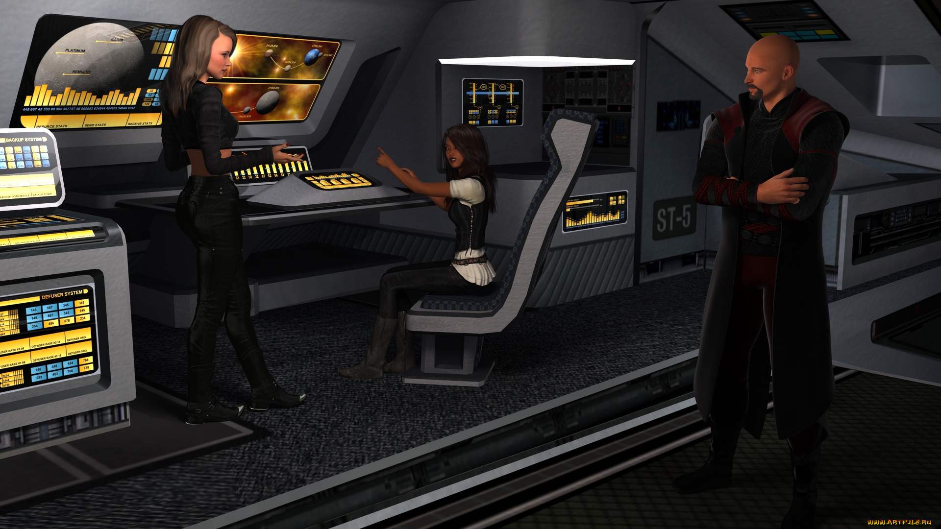 3д, графика, фантазия, , fantasy, девушки, взгляд, фон