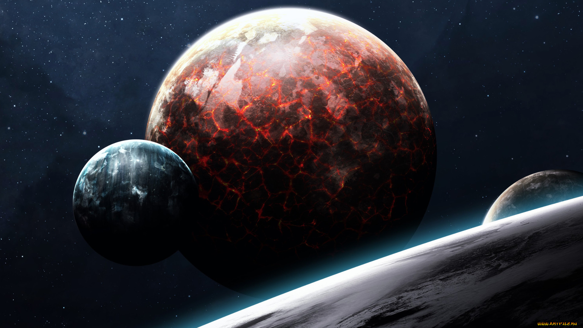 космос, арт, вселенная, планеты, звезды, галактики