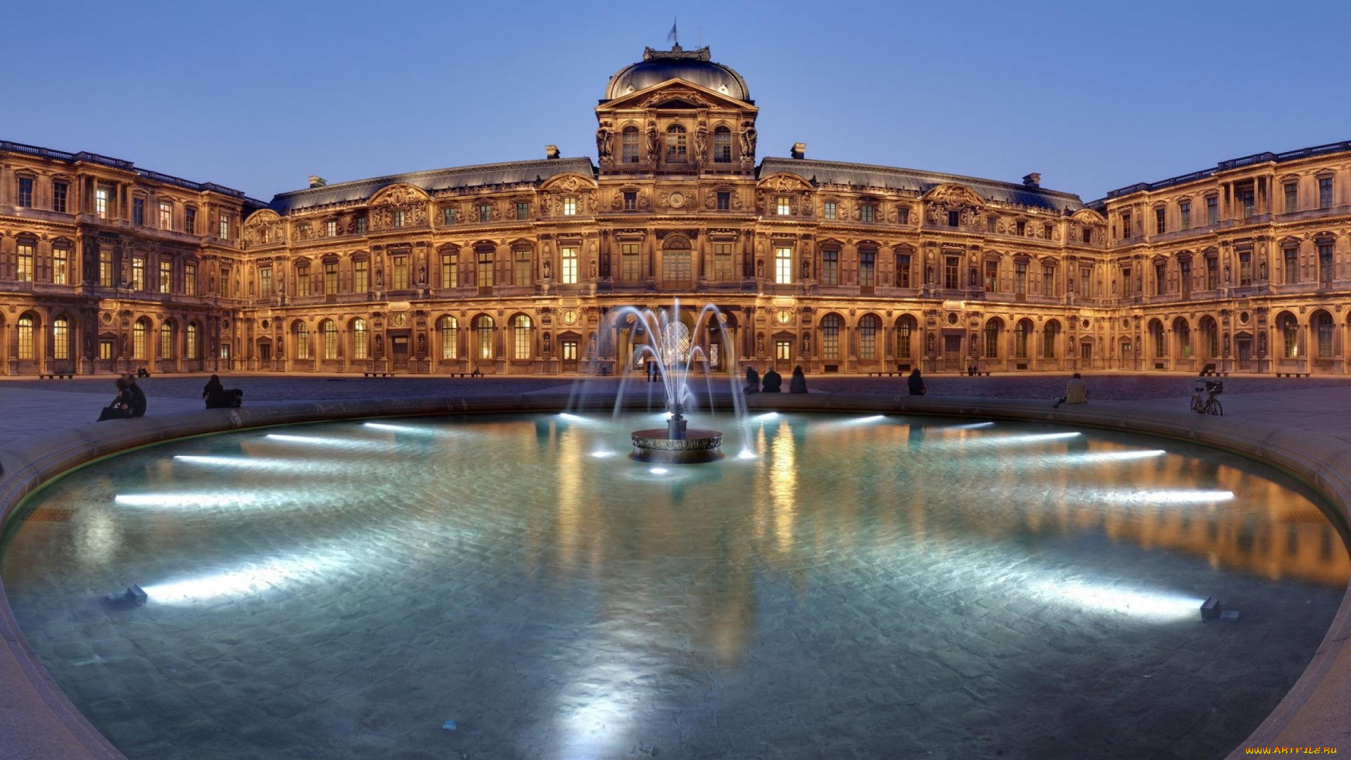 музей, лувра, париж, города, -, фонтаны, фонтан, франция, лувр, musee, du, louvre, архитектура