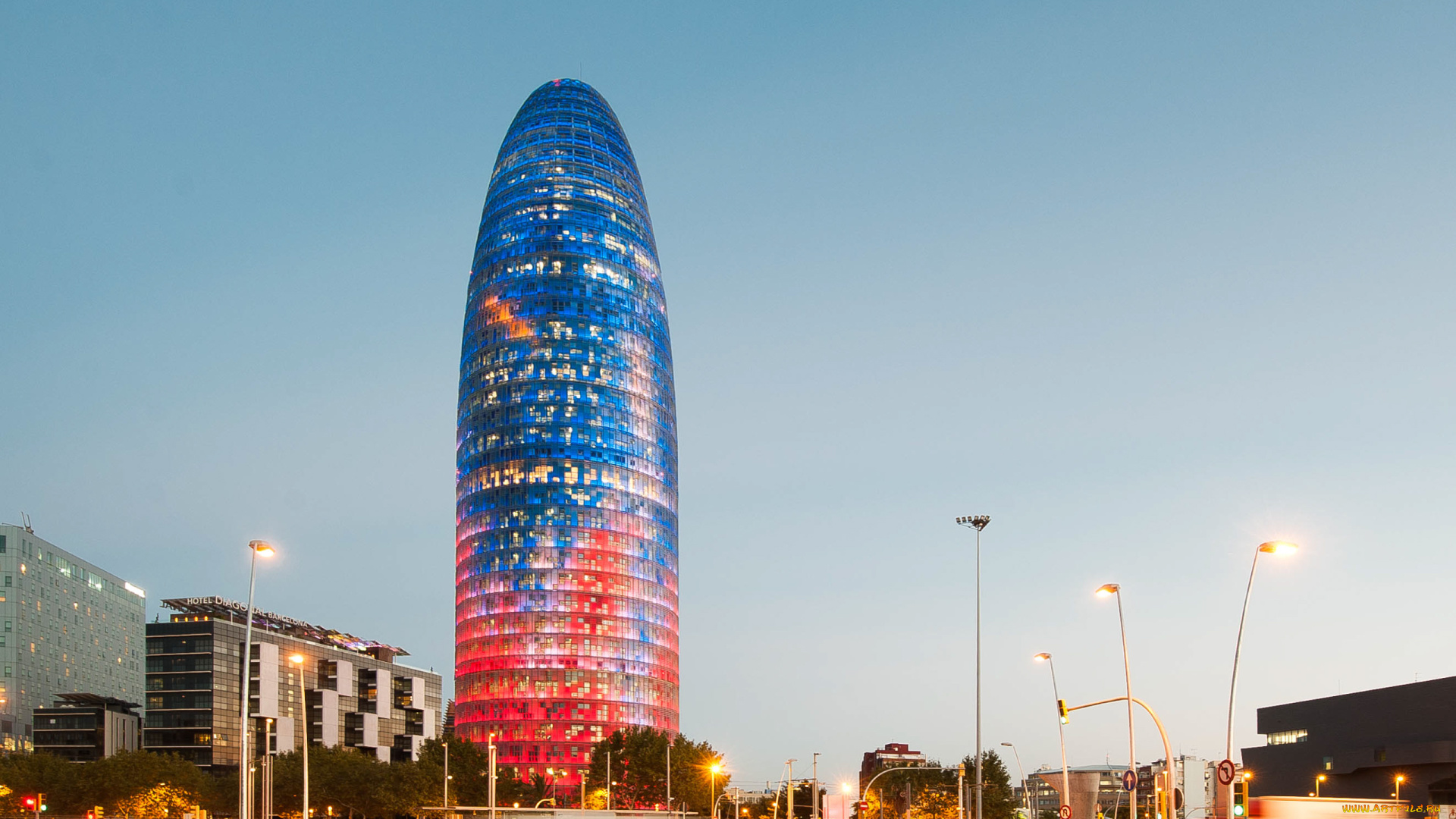 torre, agbar, барселона, города, барселона, , испания, башня, агбар, архитектура, необычные, здания