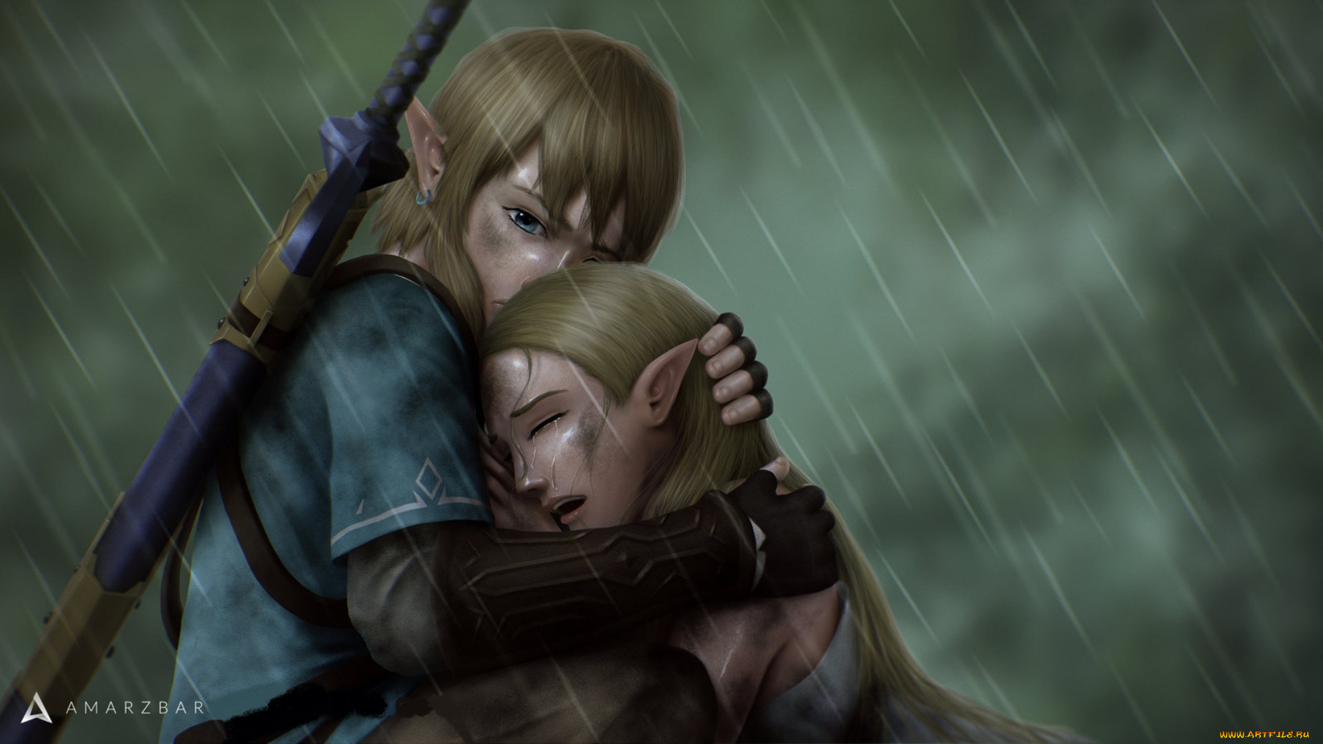 видео, игры, the, legend, of, zelda, двое, дождь