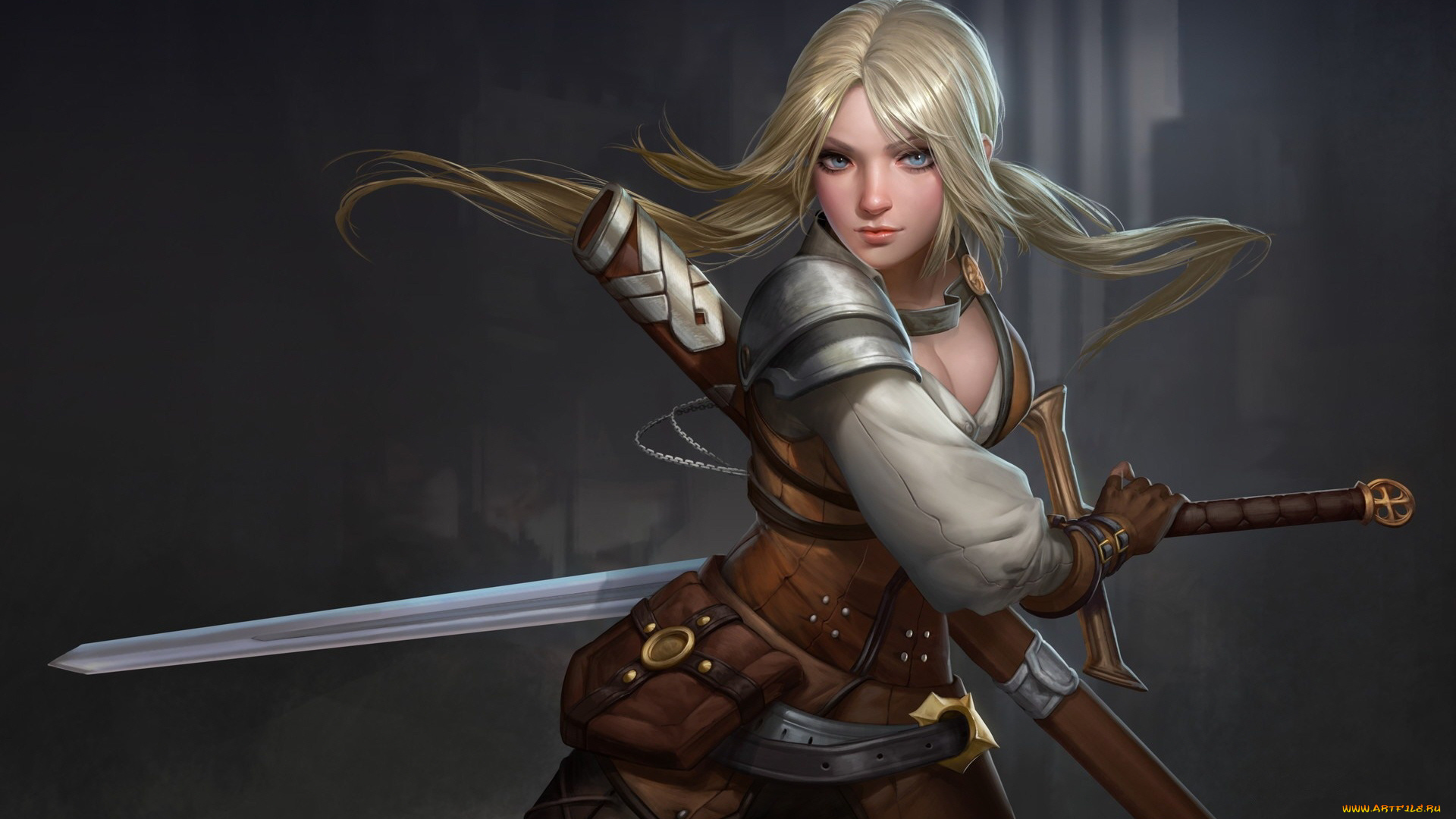 видео, игры, the, witcher, 3, , wild, hunt, девушка, меч