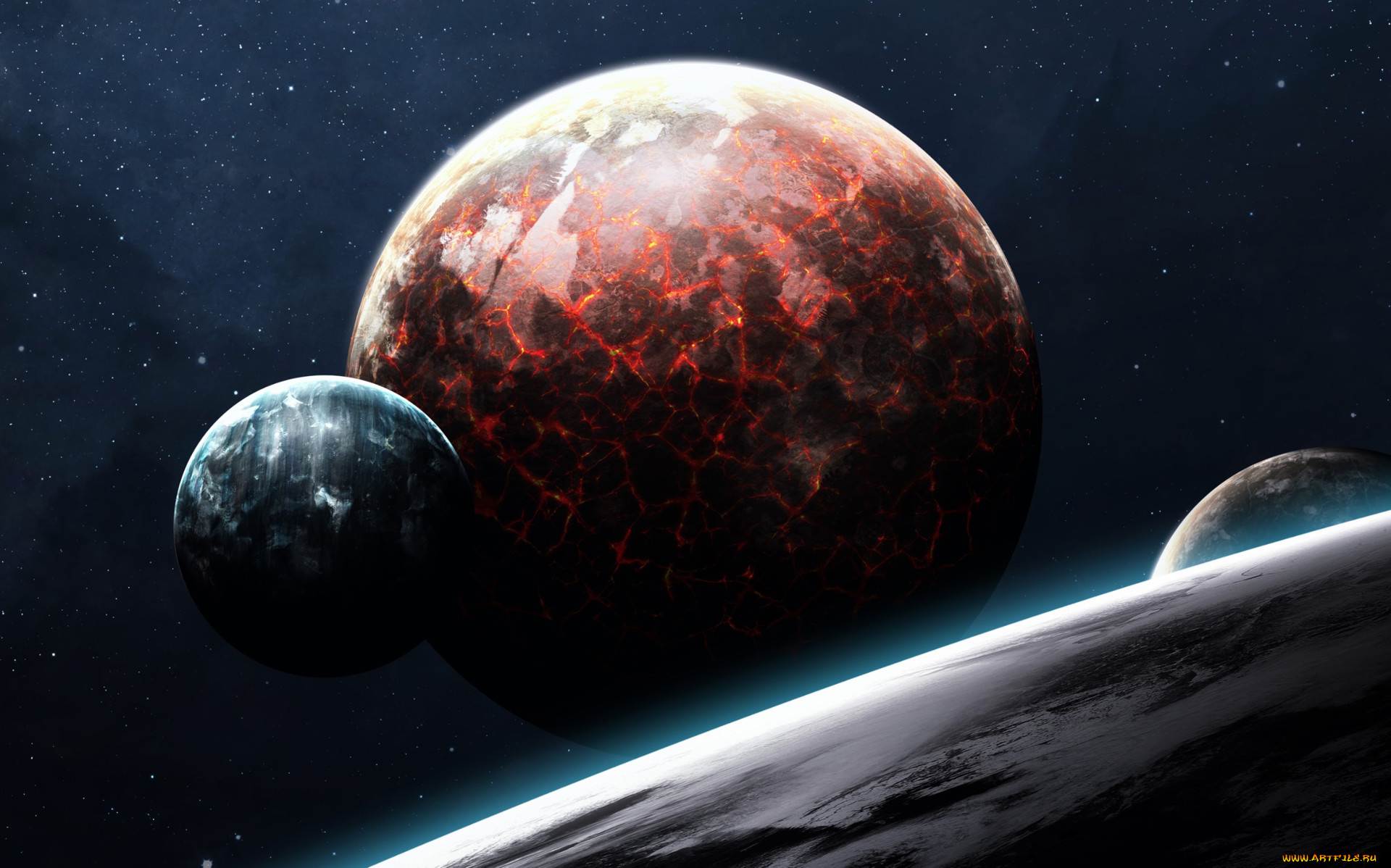 космос, арт, вселенная, планеты, звезды, галактики