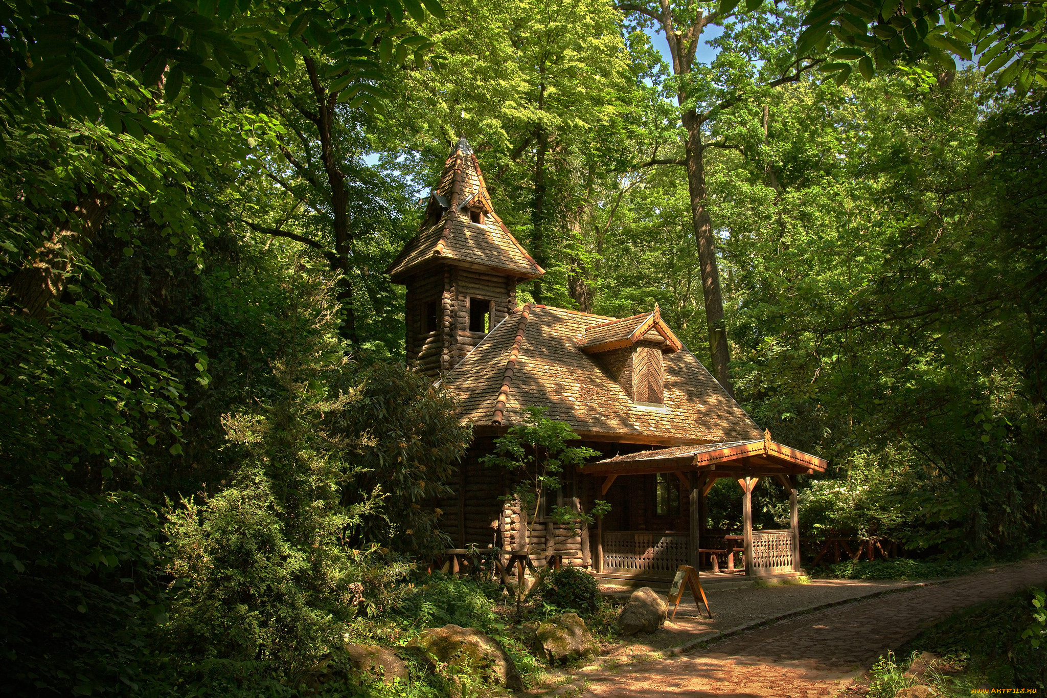 города, -, здания, , дома, лес