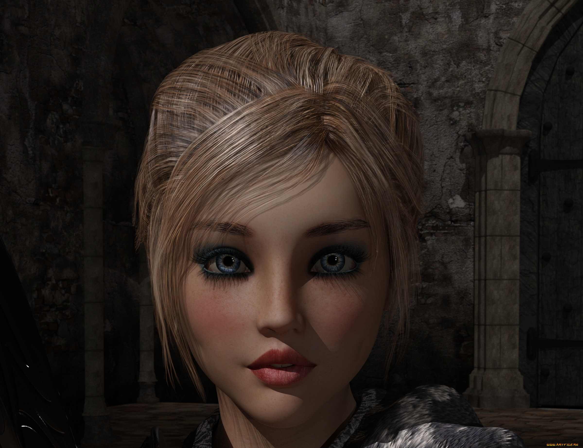 3д, графика, портрет, , portraits, взгляд, девушка, фон