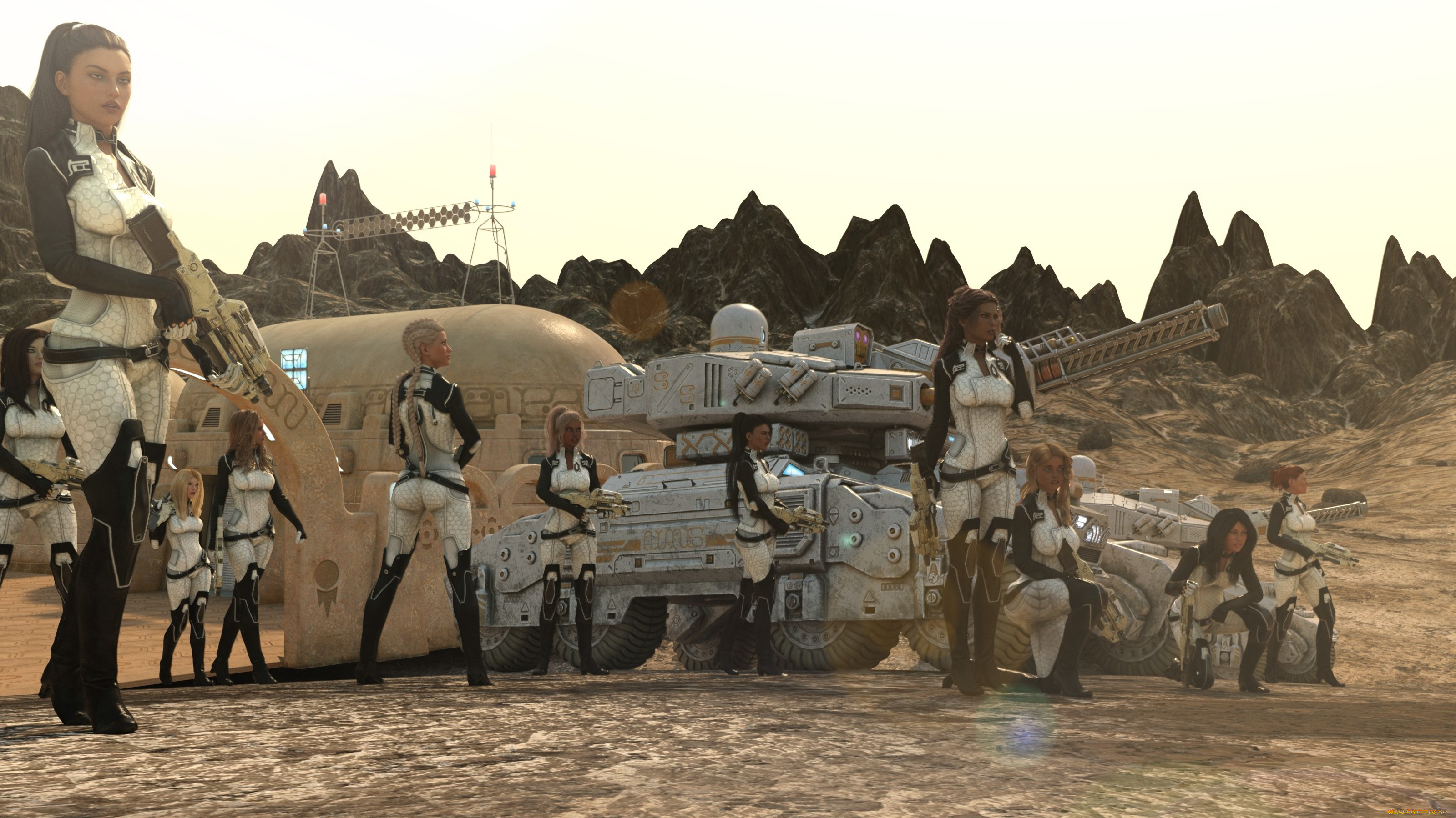 3д, графика, фантазия, , fantasy, девушки, фон, взгляд