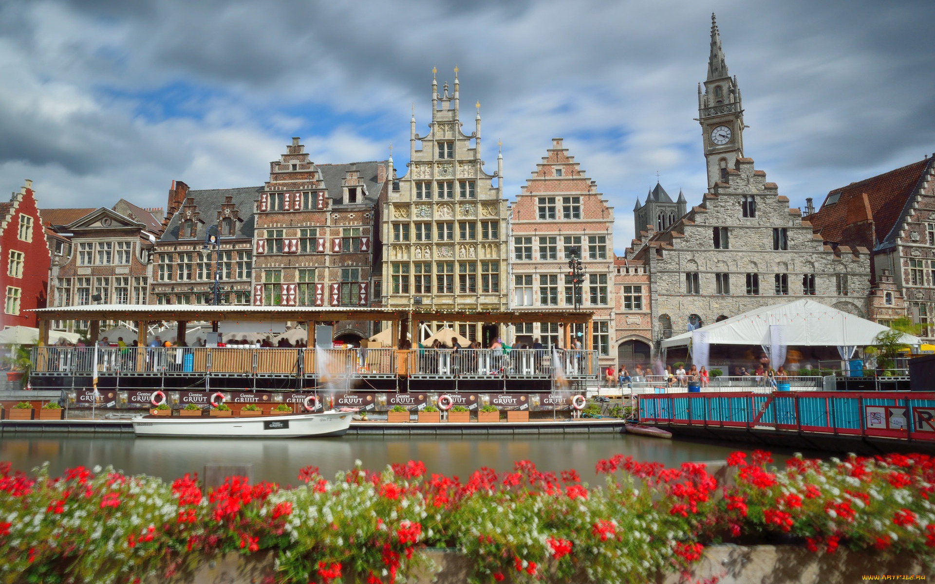 graslei, quay, leie, river, города, гент, , бельгия, graslei, quay, leie, river