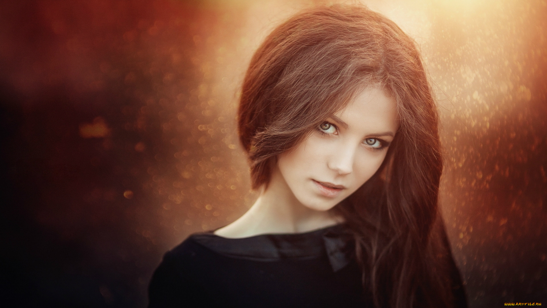 девушки, -, лица, , портреты, шатенка, портрет, взгляд